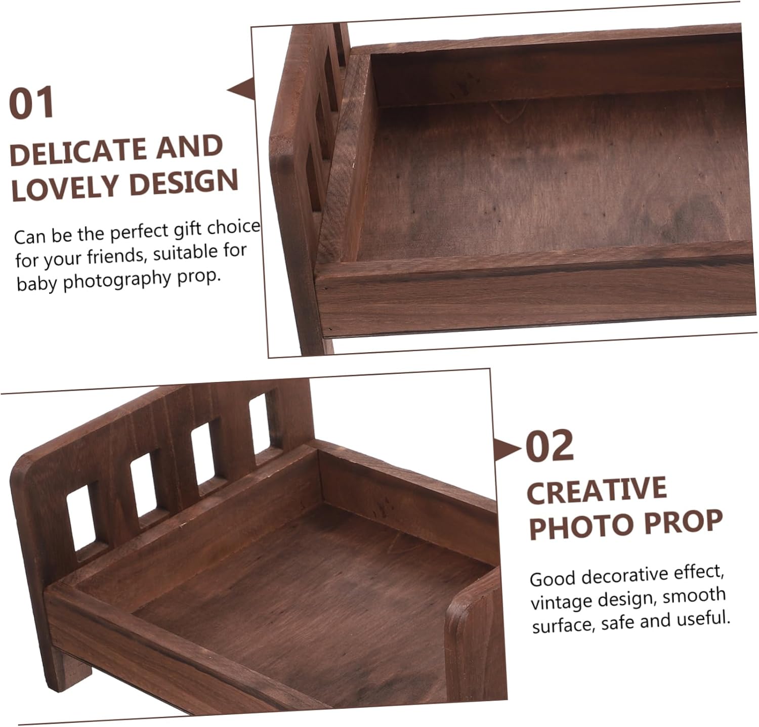 Wooden Baby Bed Photo Prop Newborn Photography Baby Shower Birthday Mini Photo Bed