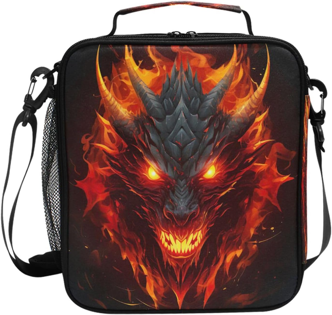 Dragon Fire Lunch Box Bag Large for Boys Girls Kid Insulated Lunch Bags Food Container Reusable Lunchbox Portable Meal Prep Containers Reusable for Men Women Office Picnic School