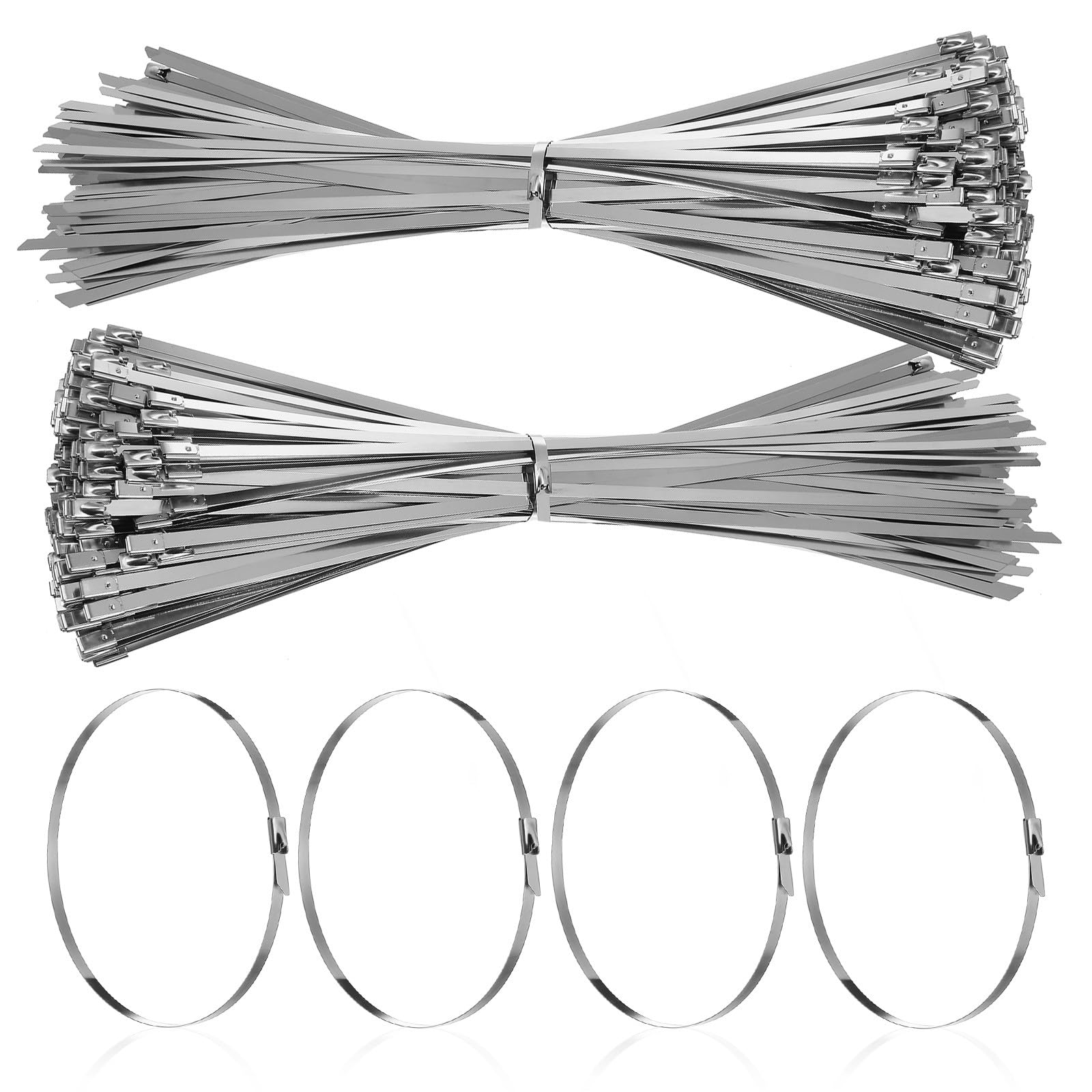 Bridas de Acero Inoxidable 304 Resistentes Autoblocantes 4,6 Mm X 350 Mm, 500 Unidades para Cables, Vehículos y Uso Exterior, Sujetacables Duraderas y Versátiles