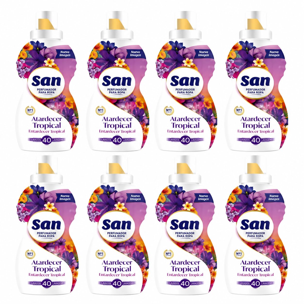 Rasmacor | Pack 8 unidades SÁN Perfumador para Ropa Lavadora | Fragancia Atardecer Tropical | Duradera 40 Lavados