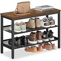 VASAGLE Panca Scarpiera a 3 Ripiani, Scaffale Portascarpe