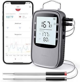 Govee Bluetooth Meat Thermometer, Wireless Meat Thermometer for Smoker Oven, Digital Grill Thermometer with 2 Probes, Timer Mode, Smart LCD Backlight BBQ Thermometer for Cooking Turkey Fish Beef