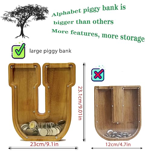 Vista 44 de Personalized Wooden Alphabet Piggy Bank-Kids Piggy Bank-Boys Girls Piggy Bank-Coin Piggy Bank-Bank-Can be Used as Christmas-Birthday Gift-Kids Gift