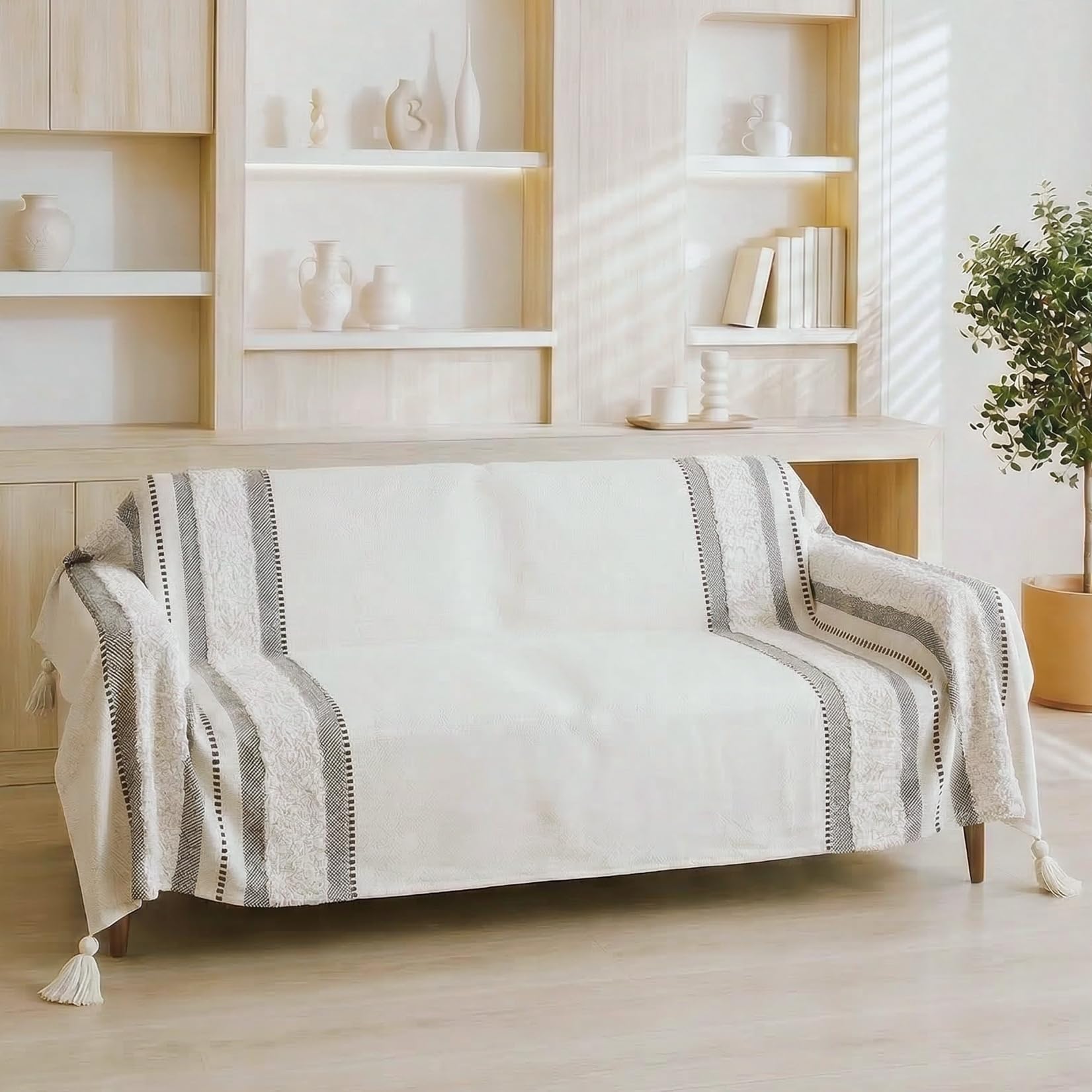 EHC Blanket Sofa Throw, Throws for Sofas Large, Throws for beds Double Settee Sofa Bed Cover, 150 x 200 cm, Grey