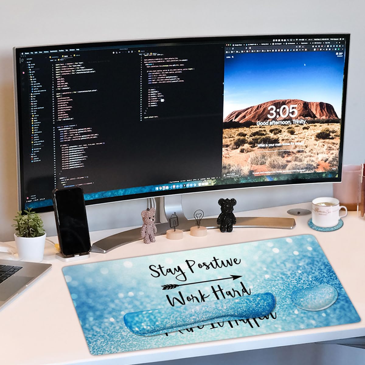 Alfombrilla de mouse grande 4 en 1 para juegos, almohadilla reposamuñecas para teclado y alfombrilla de mouse con soporte de muñeca, alfombrilla de escritorio extendida impermeable para el hogar