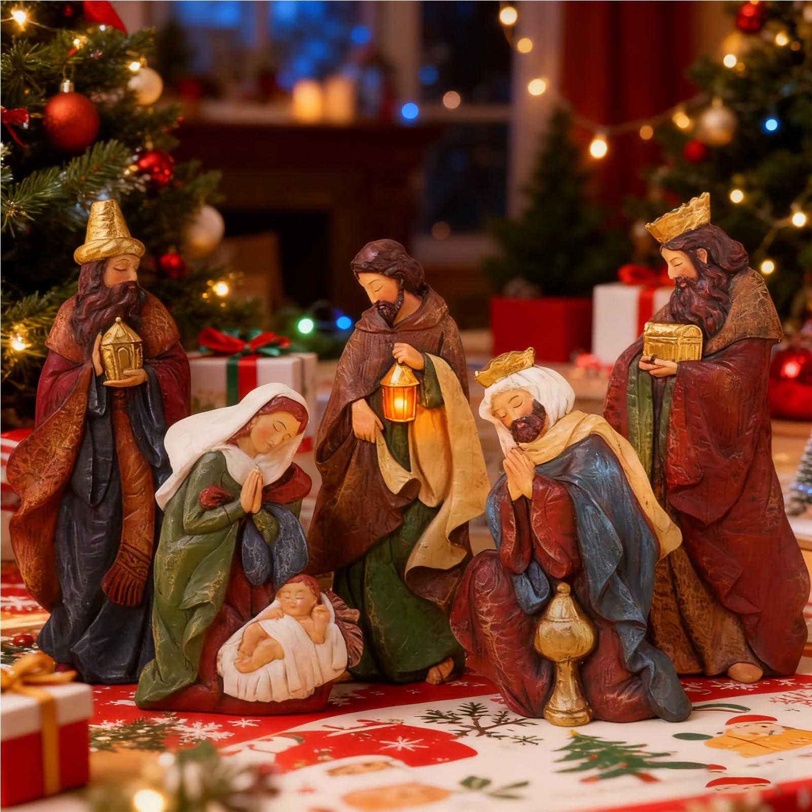 Set Per Presepe Set Classico In Resina Da 5 Pezzi | Scena Della Nascita Di Gesù Decorazione Interna Per Davanzale Chiesa Portico Tavola Da Pranzo Scuola Bambini Adulti Madre