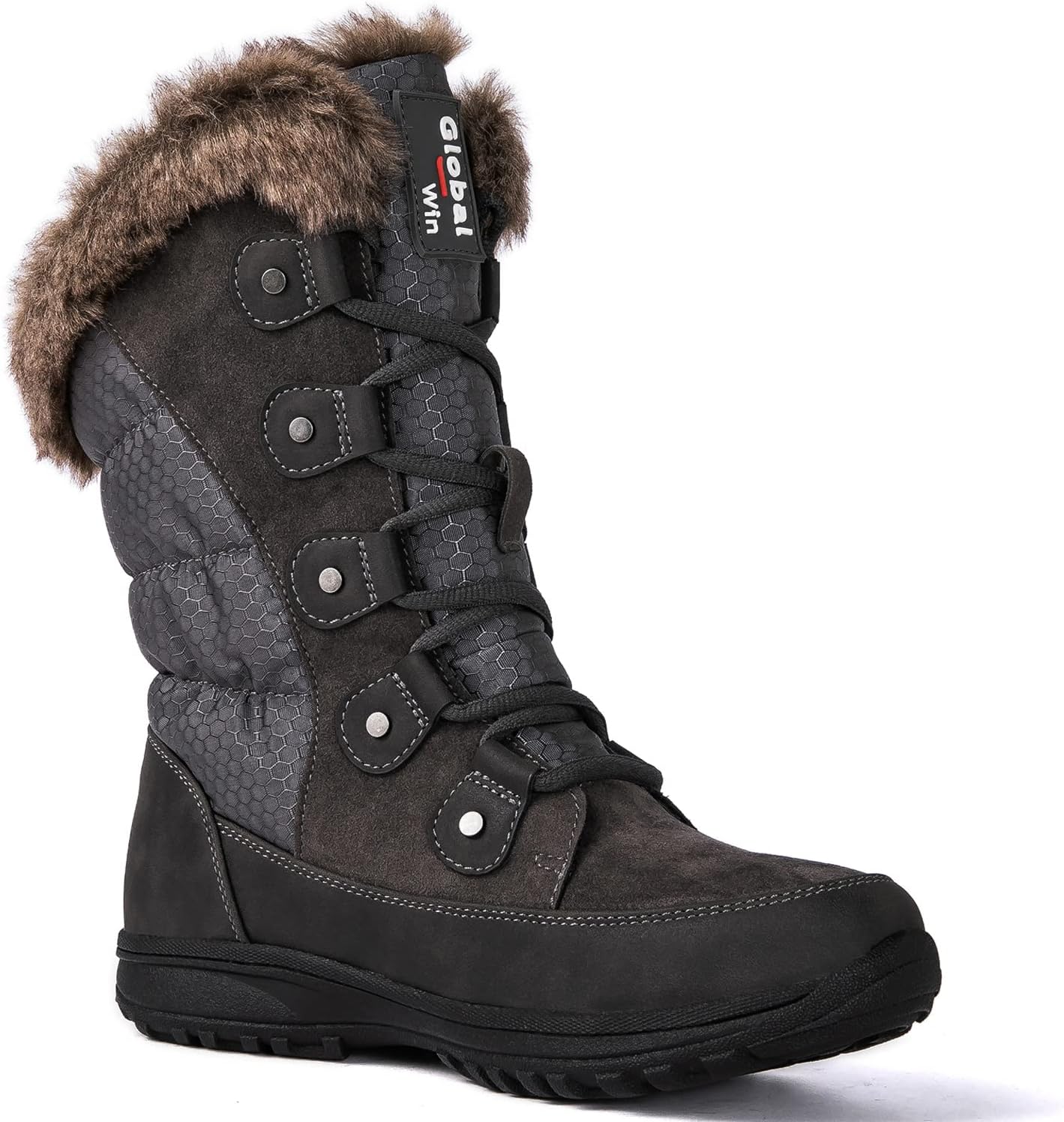 GLOBALWIN Women's Snow Boots Waterproof Mid-Calf Winter Boots with Thermal Fleece Lining, Insulated Cold Weather Protection, and Non-Slip Sole for Snowy Commutes