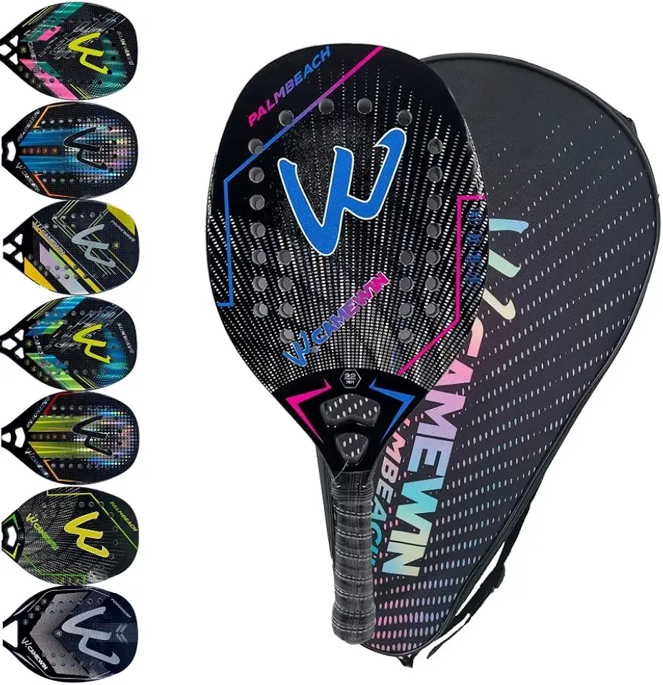 Raquete Beach Tennis Carbono 3K Profissional Com Capa Protetora Leve e Equilibrada