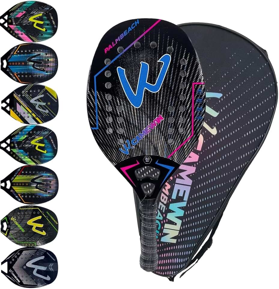Raquete Beach Tennis Carbono 3K Profissional Com Capa Protetora Leve e Equilibrada