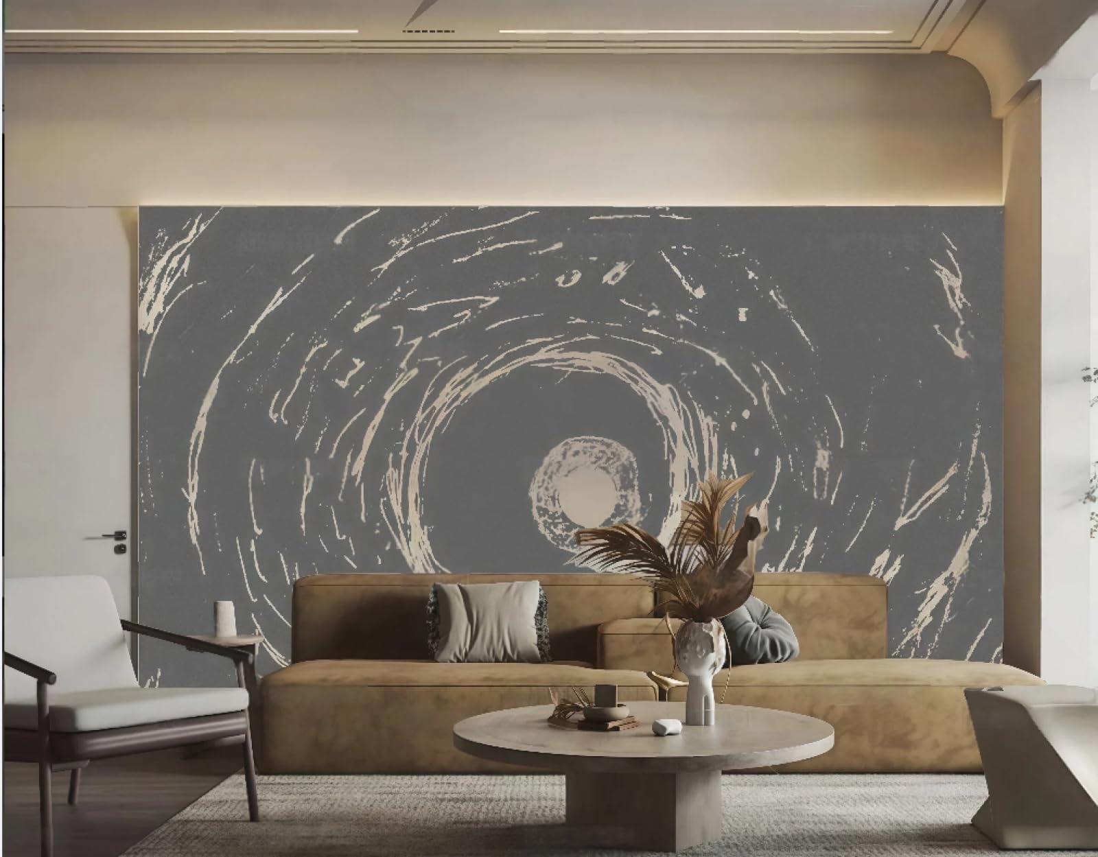 Fresque murale Voie Lactée grise et blanche pour salon moderne