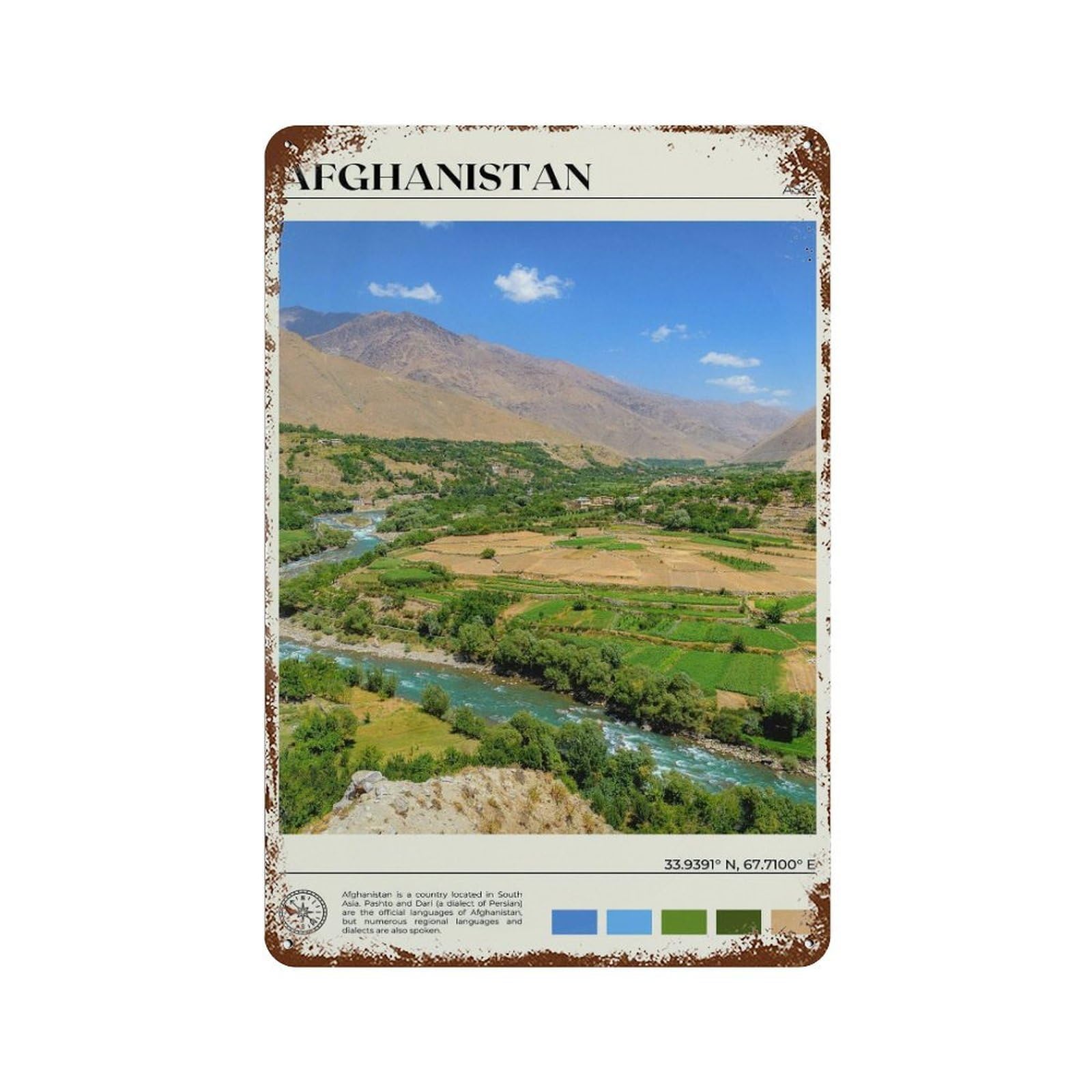 xiaoxiaoshen Real Photo Afghanistan Decor Wall Decor Art Metal Tin Poster Modern Home Decor Art Home Bar Shop Decorations Vintage Sign 30x20cm