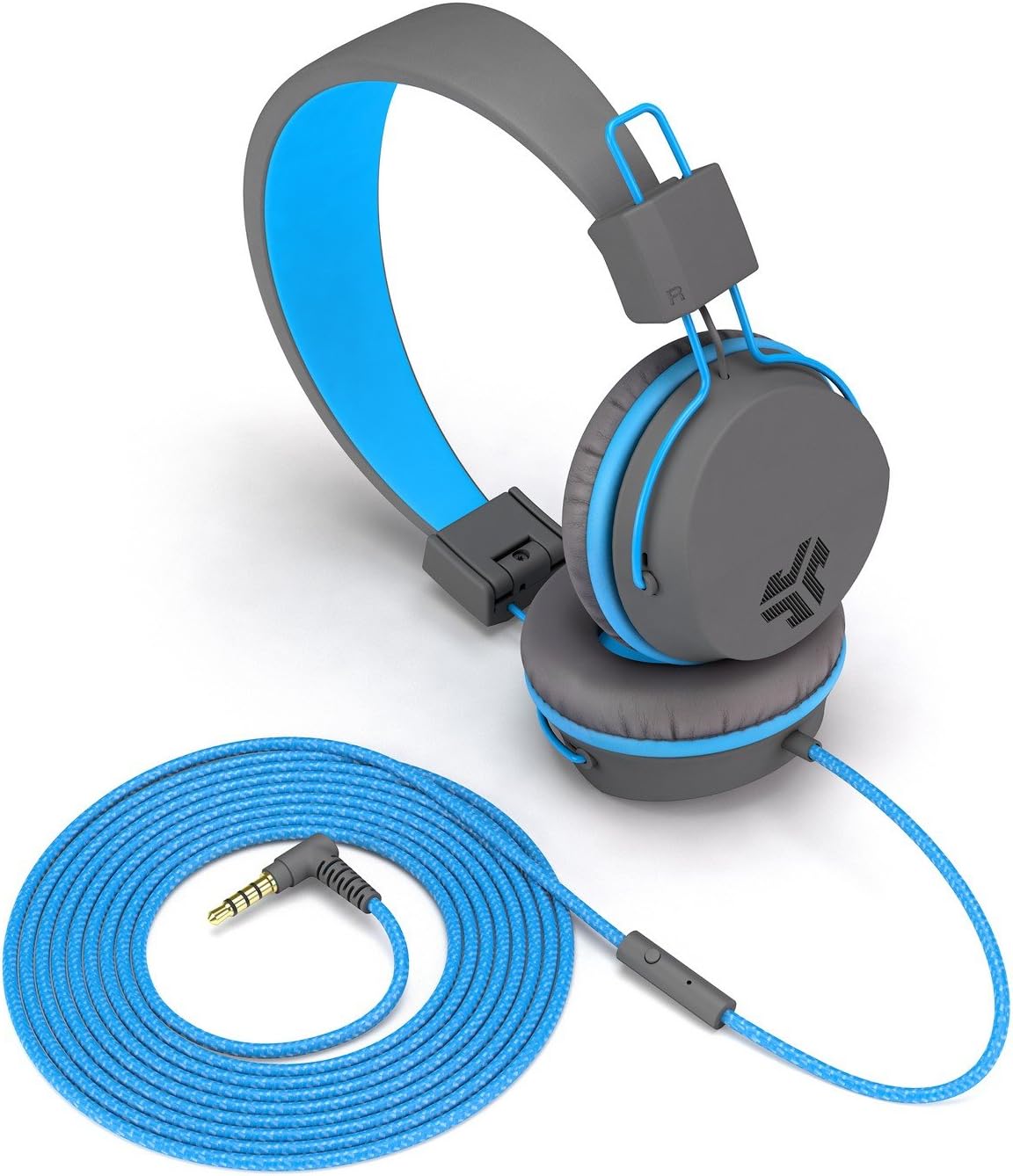 JLab Audio Neon Headphones On-Ear Feather Light, Ultra-plush Eco Leather, 40mm drivers, GUARANTEED FOR LIFE - Graphite/Blue : Electronics