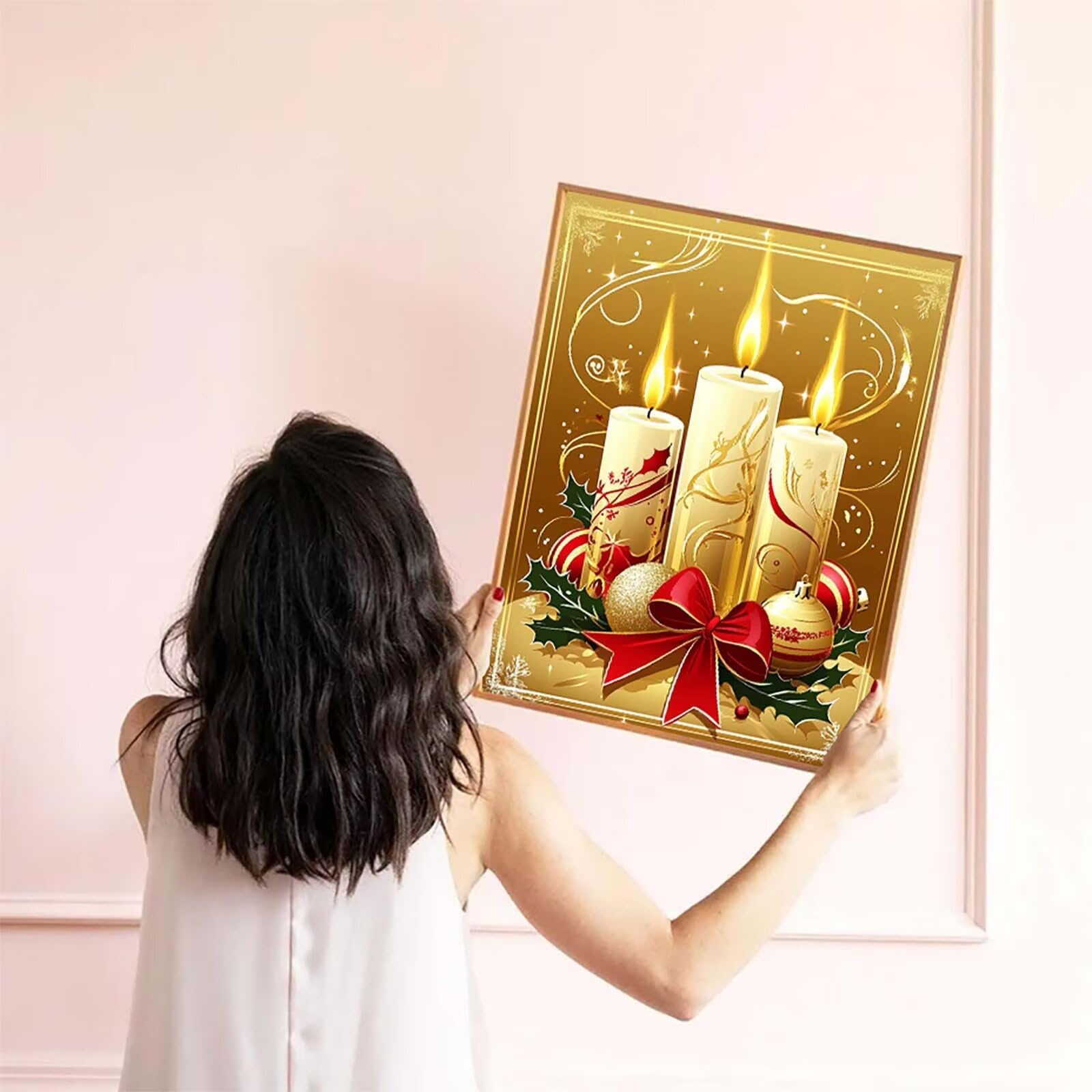 5D Diamond Painting Świeca Diamentowa Malowanie Dorosłych, DIY DIY Dorośli Zestaw do haftu krzyżykowego Płomień, Diament Art Rhinestones Haft Zestaw, Do Dekoracji Domu, Prezent Kobiety 80x110cm zyf