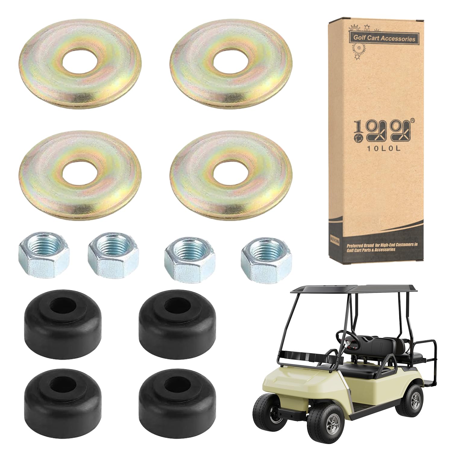  10L0L Golf Cart Shock Absorber Cushion Bushing Kit for EZGO TXT, Club Car DS, and Precedent Owners: Improve Ride Qualit