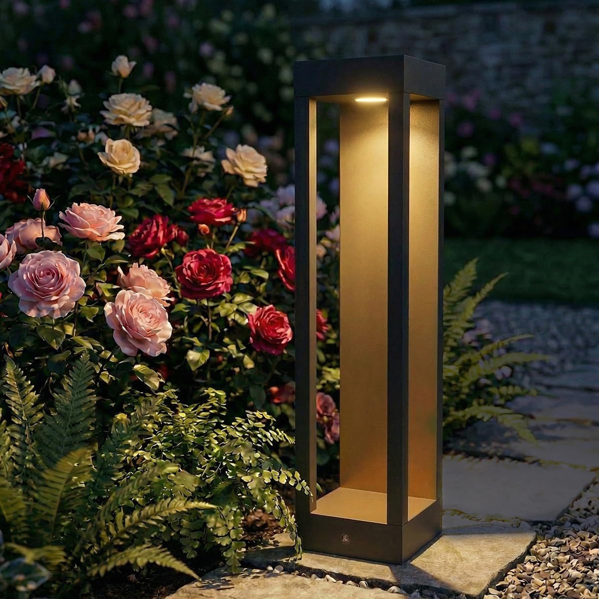 Modern Pathway Lights For Outside Walkway 23.62In Landscape Lighting Fixtures,Waterproof Exterior Path Lamps Hardwired 3000K LED Lamp Post Lights Anti-rust Bollard Lighting For Entrance Lawn Lamps