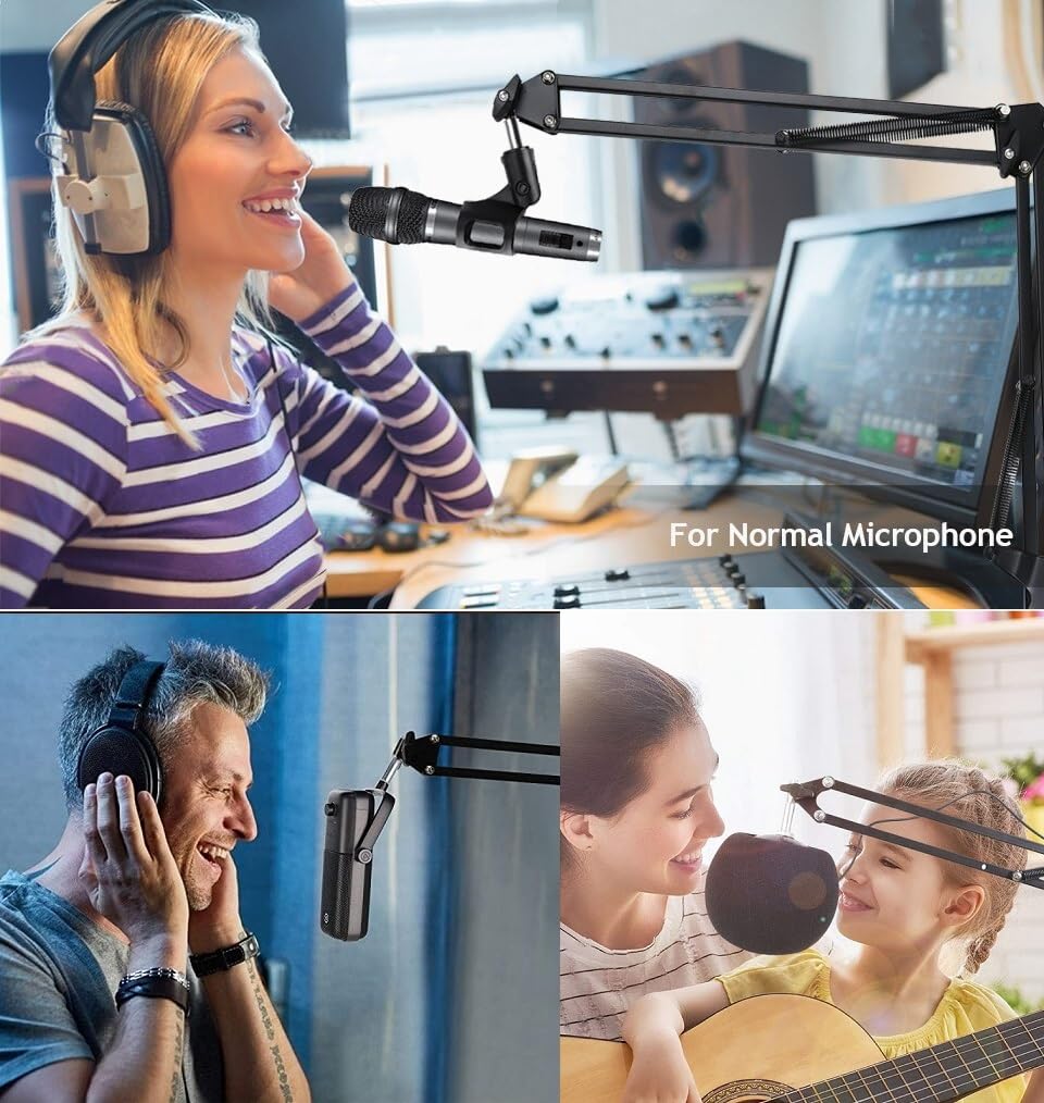 Support de microphone au sol pour Blue Yeti, Nano, Snowball, HyperX, Razer, Logitech USB et micro à condensateur, support réglable avec filetage 1/4" et adaptateur 3/8" 5/8", filtre anti-pop, clip de