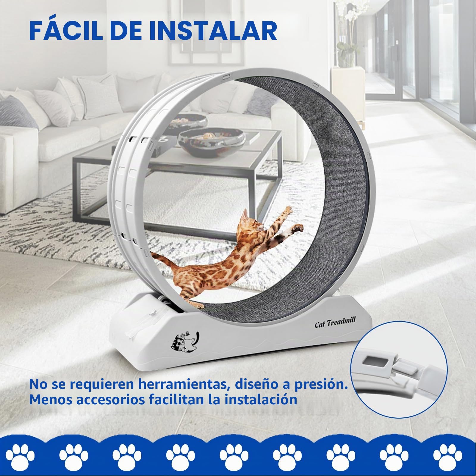 homegroove Rueda de gato de 80 cm para gatos de interior, ruedas de entrenamiento para gatos con cinta de correr y pista con revestimiento mate para gatitos para bajar de peso