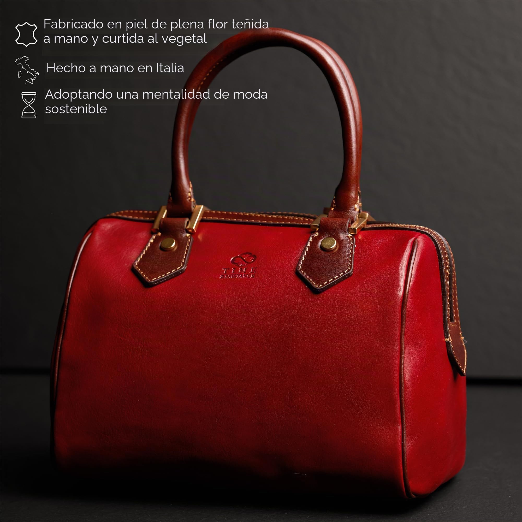 Time Resistance Bolso de Mano para Mujer de Piel - Hecho a Mano en Italia - Bolso Ideal para Todos los Días o para Ocasiones Especiales
