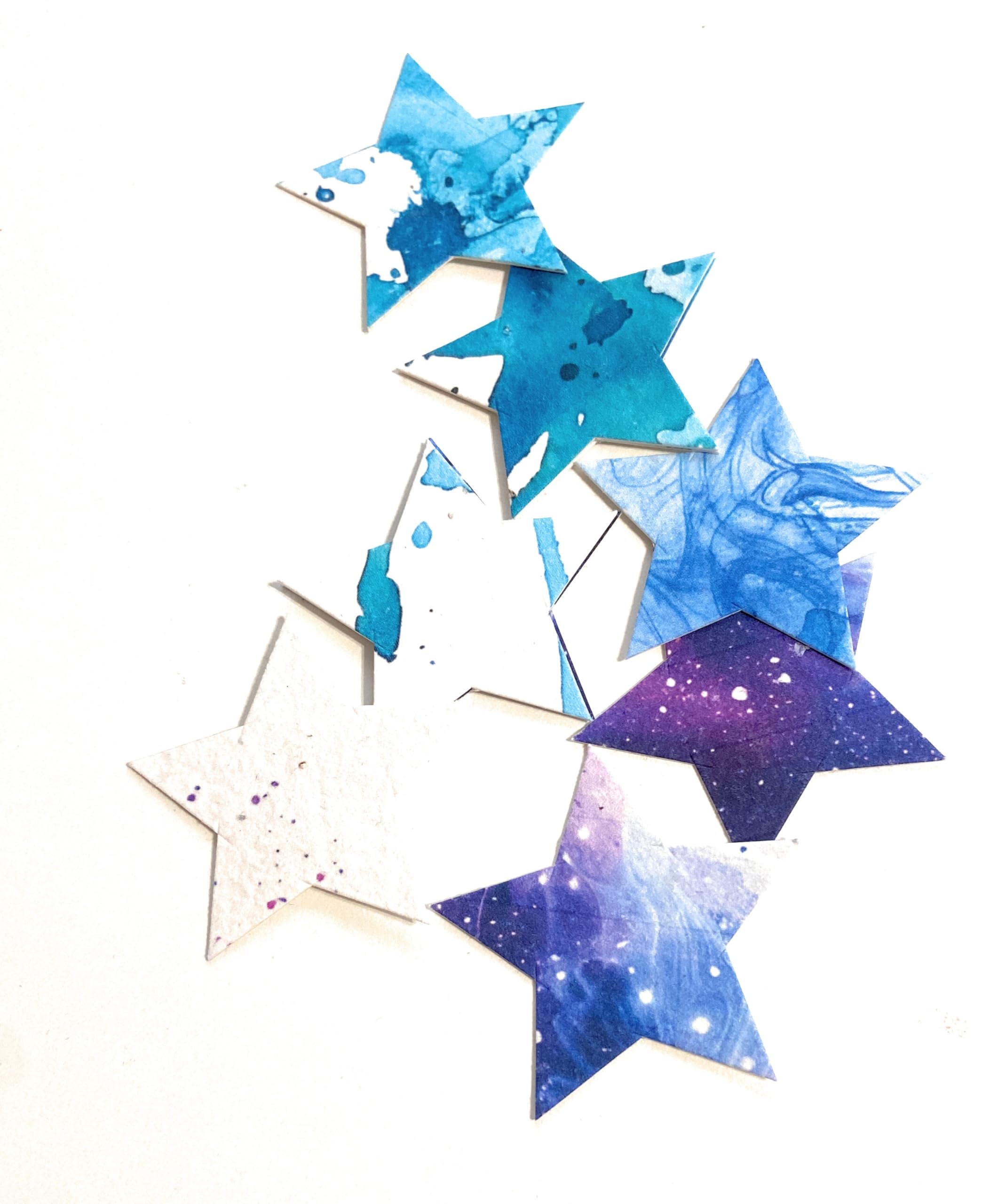 30 Plantable Seed Star shapes, Coloured Card Stars, Botanical Paper Shapes, Wildflower Paper, Eco Friendly DIY Wedding Favours, Card Making, Craft Embellishments, Memorial Gifts (BLUE)