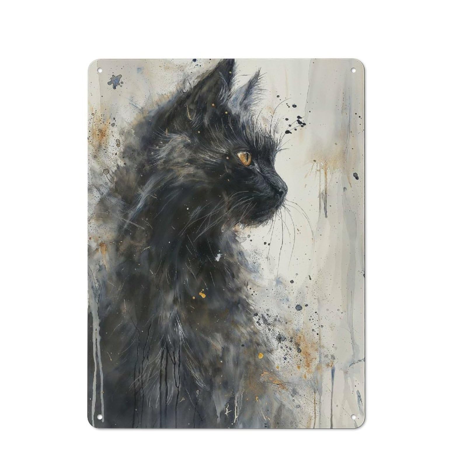 Vintage Mystic Feline Gaze Decorative Metal Plaque 40x30cm, Garden Room Wall Plaque for Shed, Garden Room, Porch Or Garage