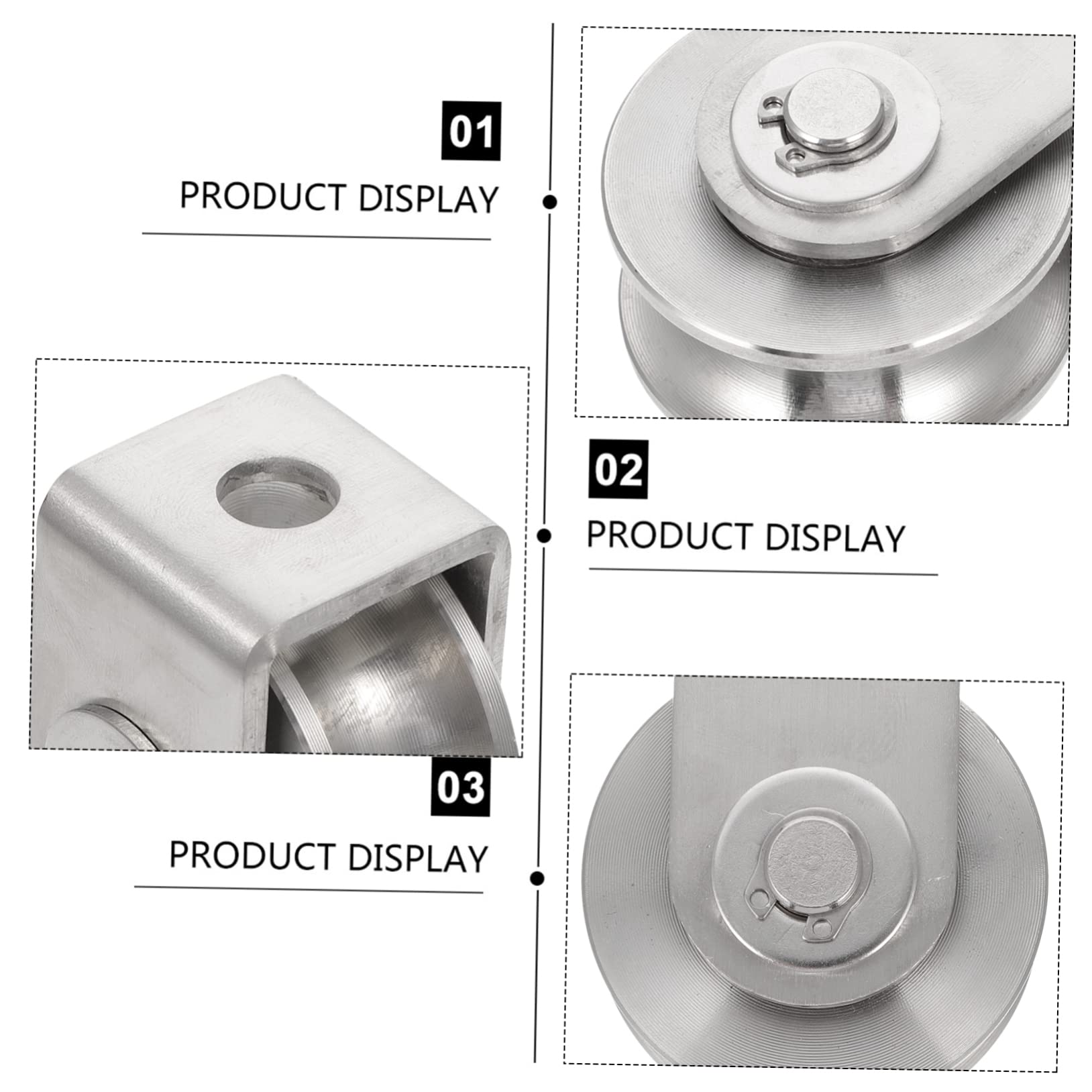 LIFKOME Sturdy U-Shaped Hanging Wheel Load-Bearing Stainless Steel Single Pulley Block Practical Winch Cable Pulley