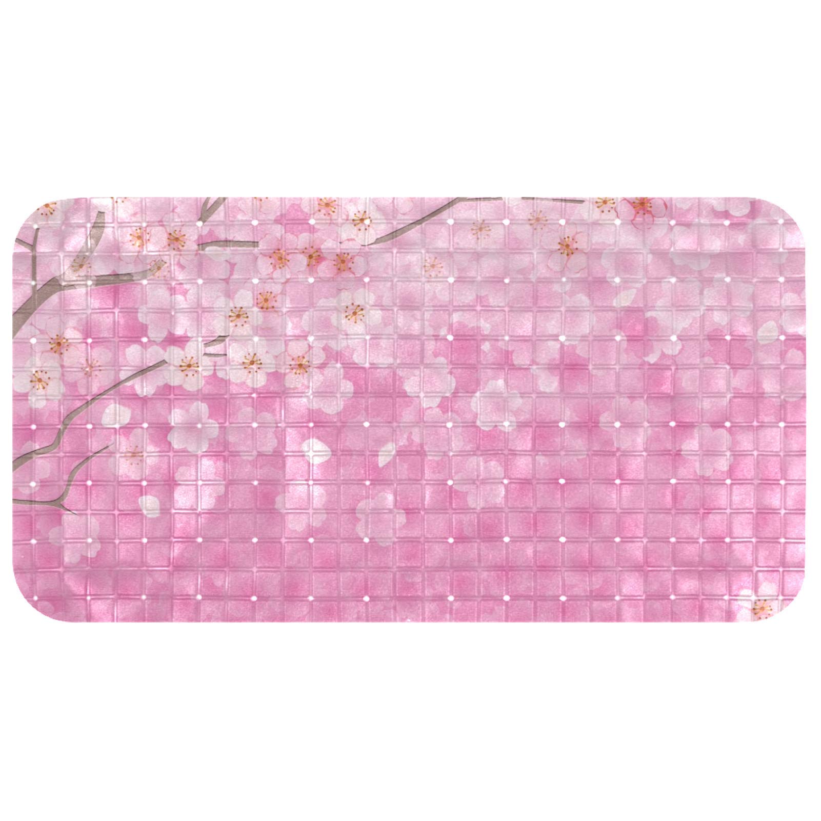 Alfombrilla de baño de flores Sakura: confort y seguridad flexible de 68x37 cm en tu ducha diaria