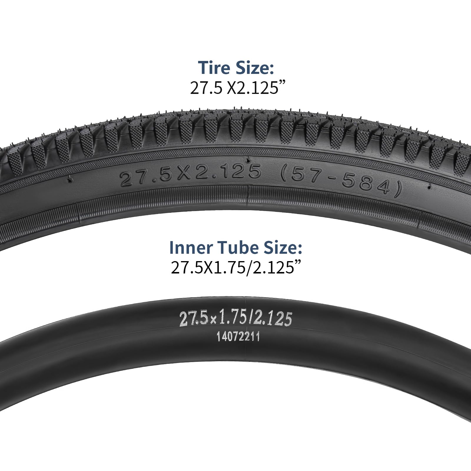 YUNSCM 2-PCS 27.5 Pulgada Ruta Bicicleta Cubierta 27.5x2.125/57-584 and 27.5 Pulgada Bicicleta Cámara de Aire Schrader Valve Compatible with 27.5x1.95 27.5x2.0 27.5x2.1 27.5x2.125 27.5x2.15