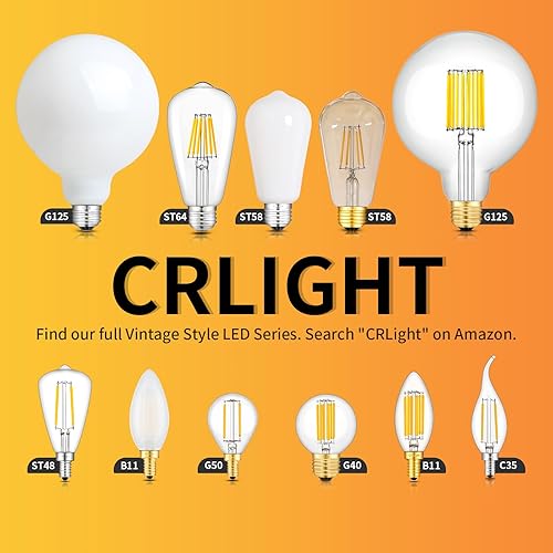 Miniatura 6 de CRLight Bombilla LED Edison regulable de 8 W, equivalente a 800 lúmenes, 3200 K, blanco suave, E26, vintage, transparente, ST64, bombillas LED de