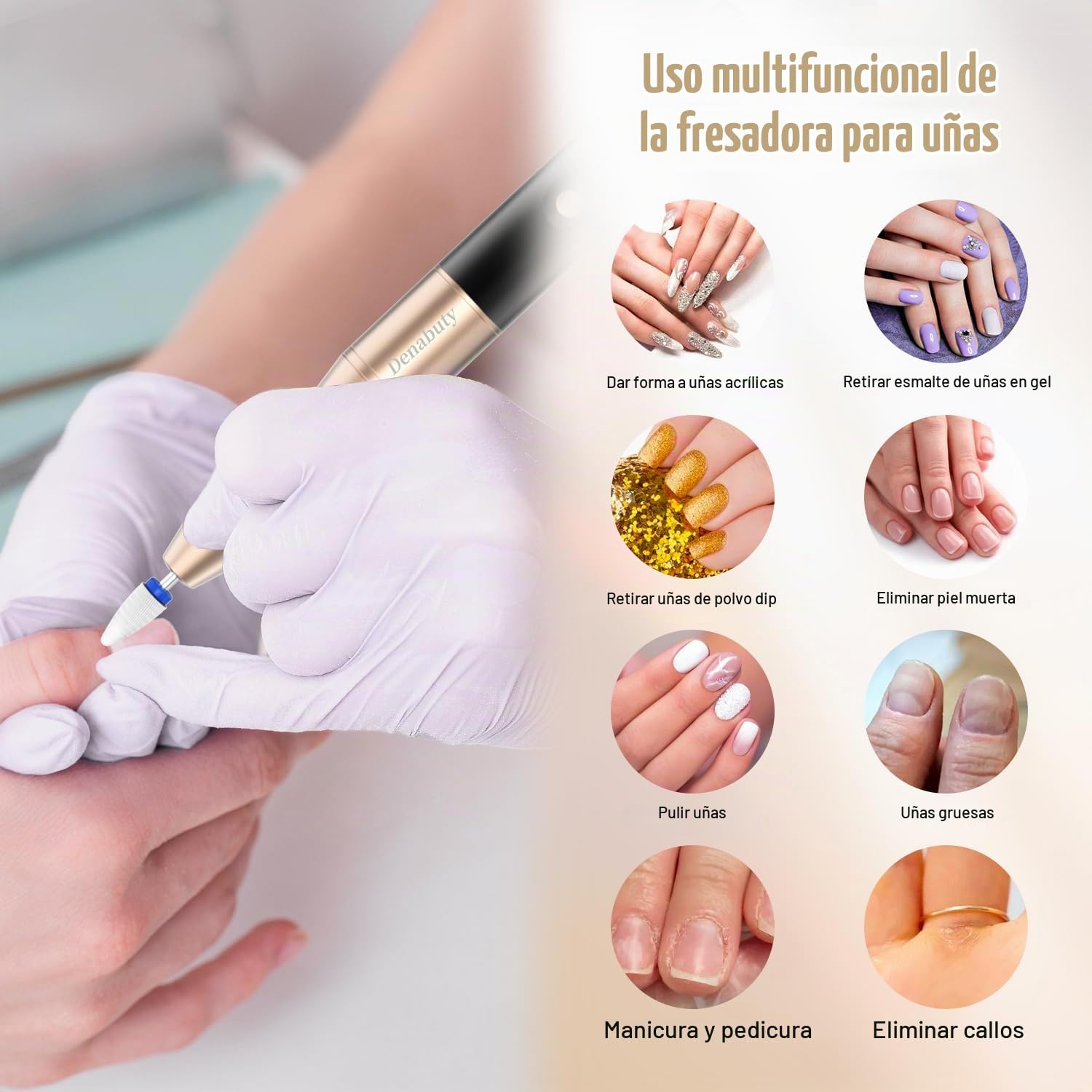 Torno para Uñas Con Lampara UV 35000 RPM para Gel Acrilicas | Lima Eléctricas Uñas Profesional 12 en 1 Nail Drill Machine, Kit de Manicura Pedicura Eléctrico, 5 Velocidad Ajustable Negro