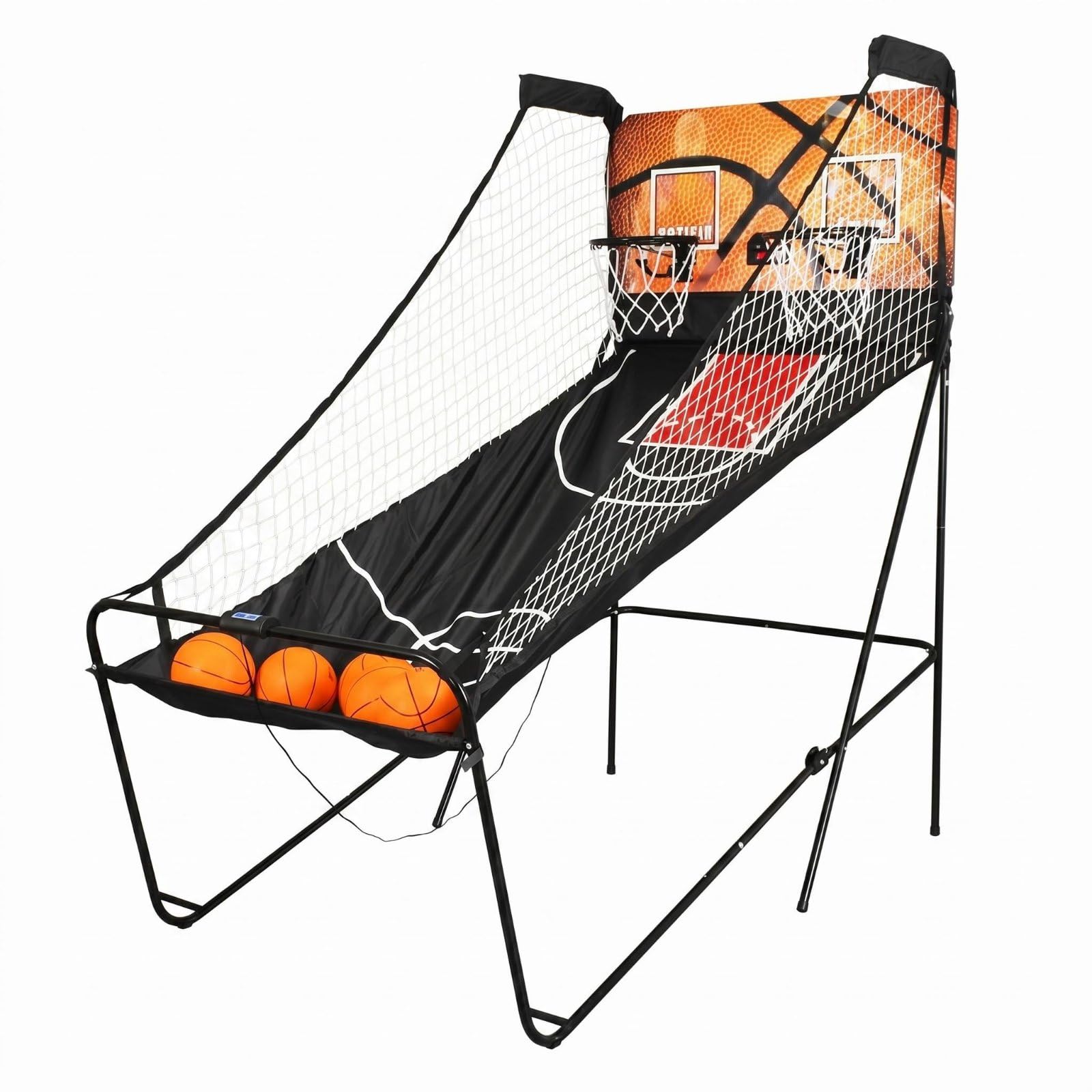 Indoor Basketball Spiel Basketball Arcade Set Korbanlage Wurfspiel Elektronischer Punktezähler Zweispieler Faltbar mit 5 Mini Bällen aus Stahlrohr Und MDF für Eltern Kind Spielzimmer Partys
