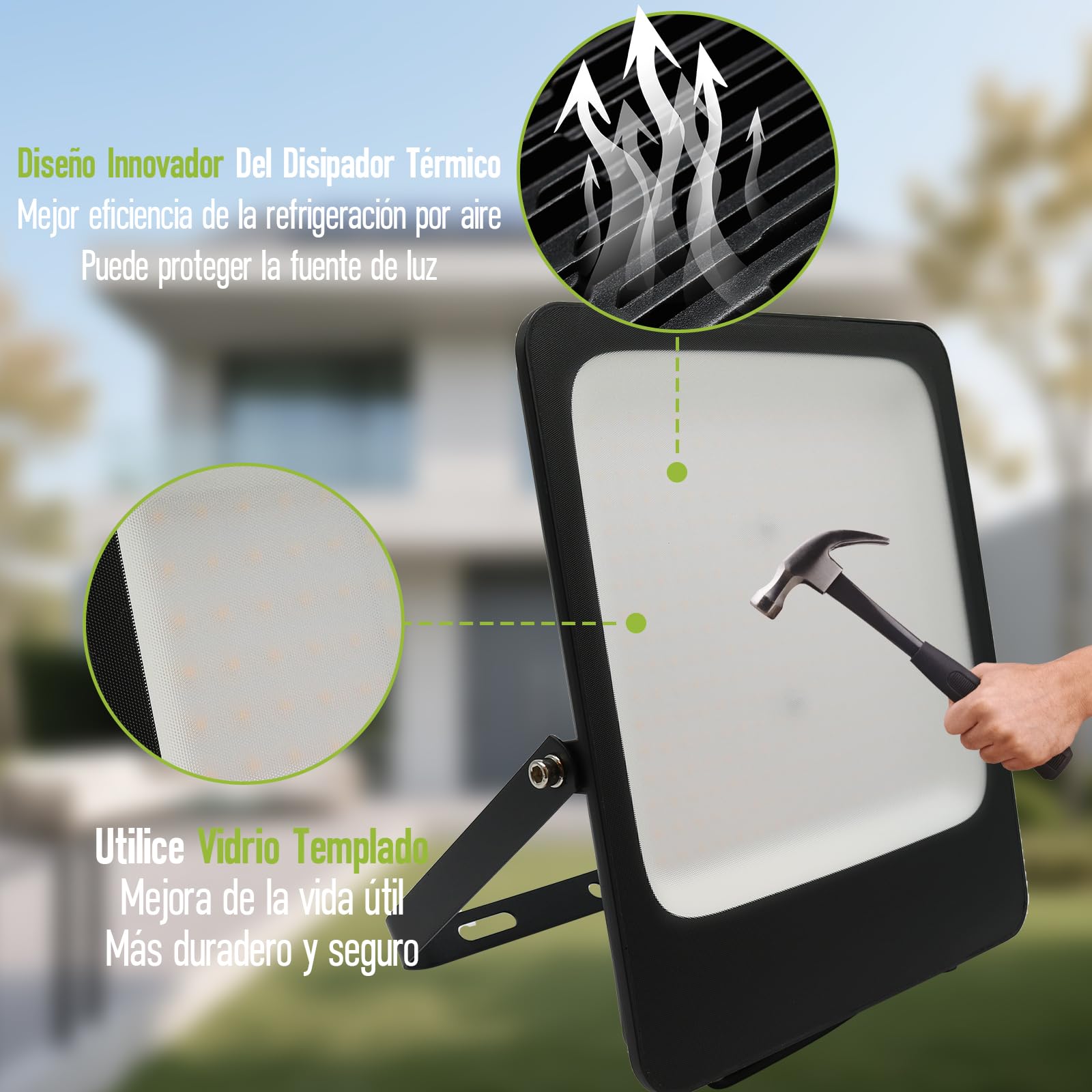 Focos LED Exterior 200W Foco Proyector 3000K Blanco Cálido 20000LM IP65 Impermeable Floodlight para Casa Garaje Patio Terraza Jardín Cancha Fachada Jardineras Colgar Árbol Local