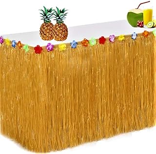 King Luau Grass Table Skirt - 9ft x 29in Luau Table Skirt | Raffia Style Fringe Party Decoration for Tiki Tropical Hawaii ...