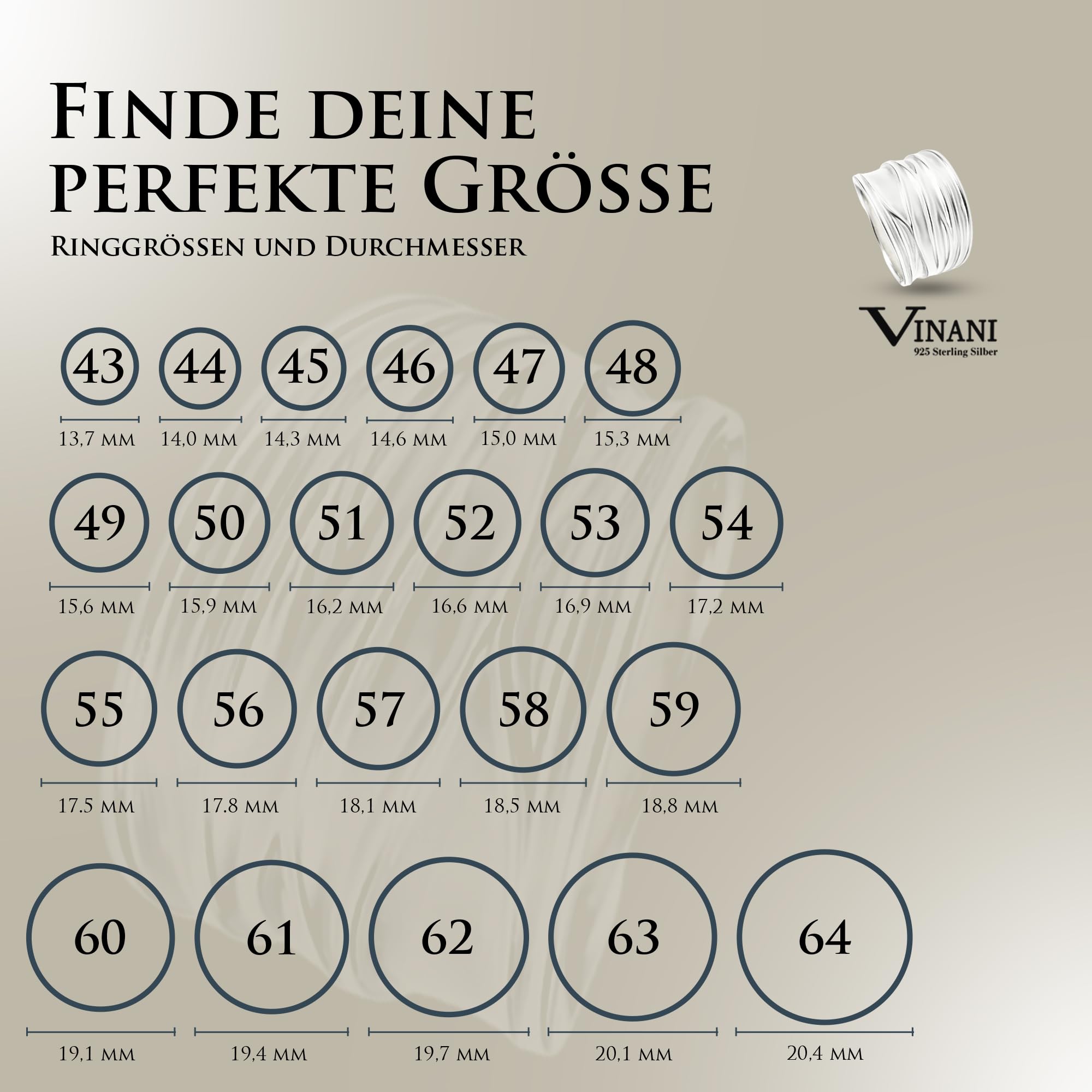 Vinani Ring aus 925 Sterling Silber - Breiter Damenring mit sandgestrahlter Struktur und glänzenden Elementen für Frauen, nickelfrei & antiallergisch, Designed in Deutschland, RBM