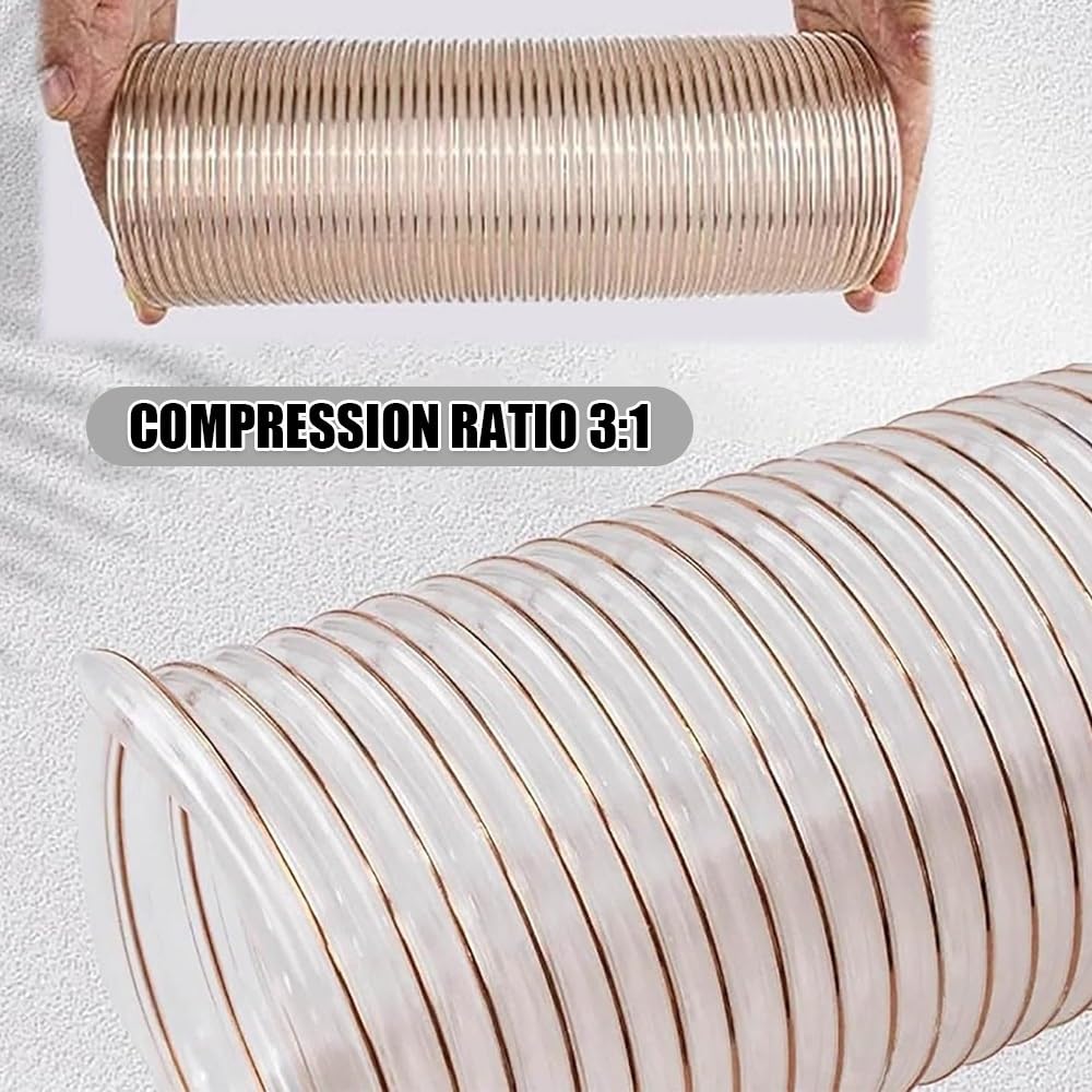 Manguera de extracción de polvo de poliuretano transparente con espiral de alambre de acero, manguera de vacío flexible para carpintería, Sr y uso industrial