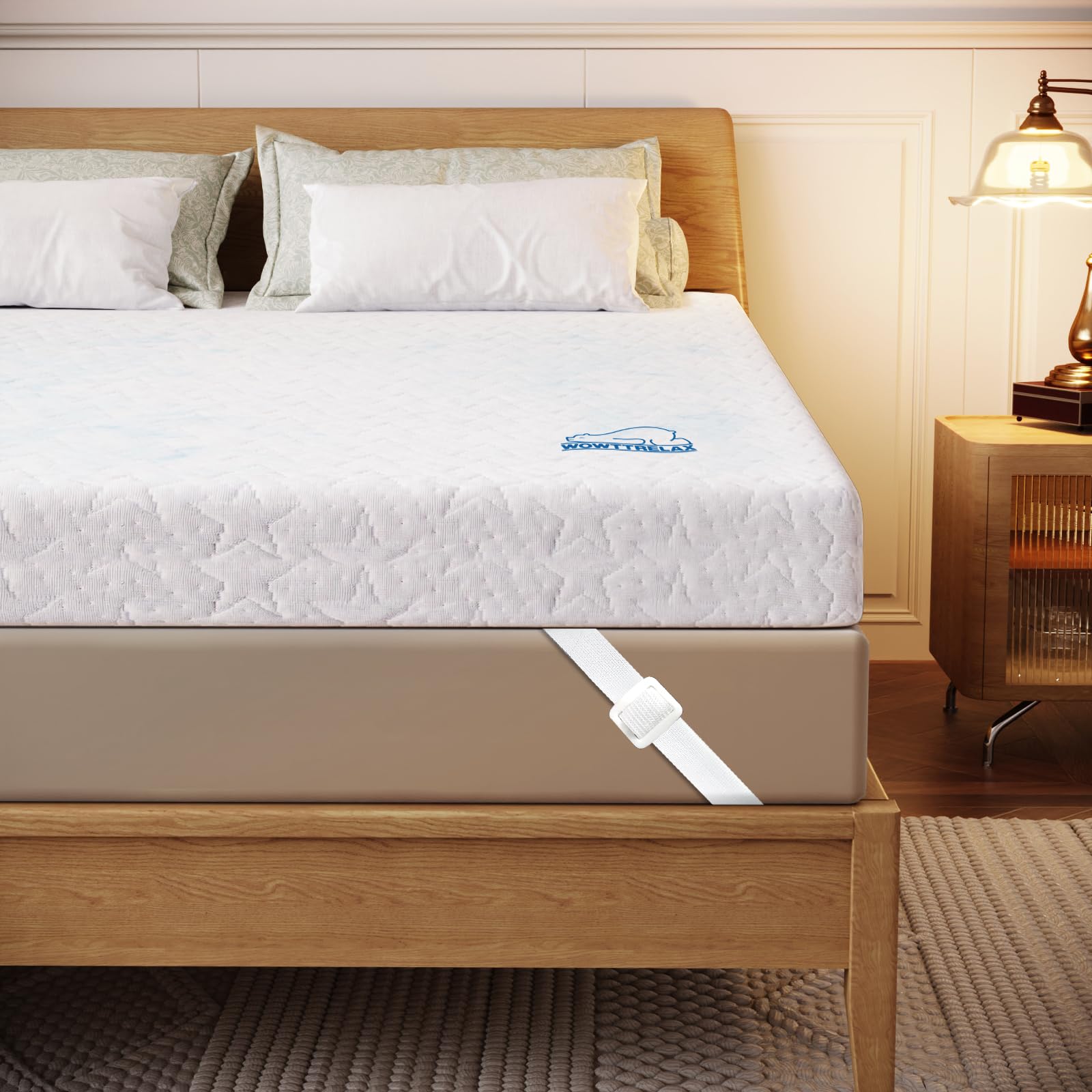wowttrelax Memory Foam Mattress Topper Kingsize Bed, 4 Inch Thick Orthopedic Cooling King size Mattress Toppers for Back Pain Relief, Washable Cover with Elastic Straps, 150X200