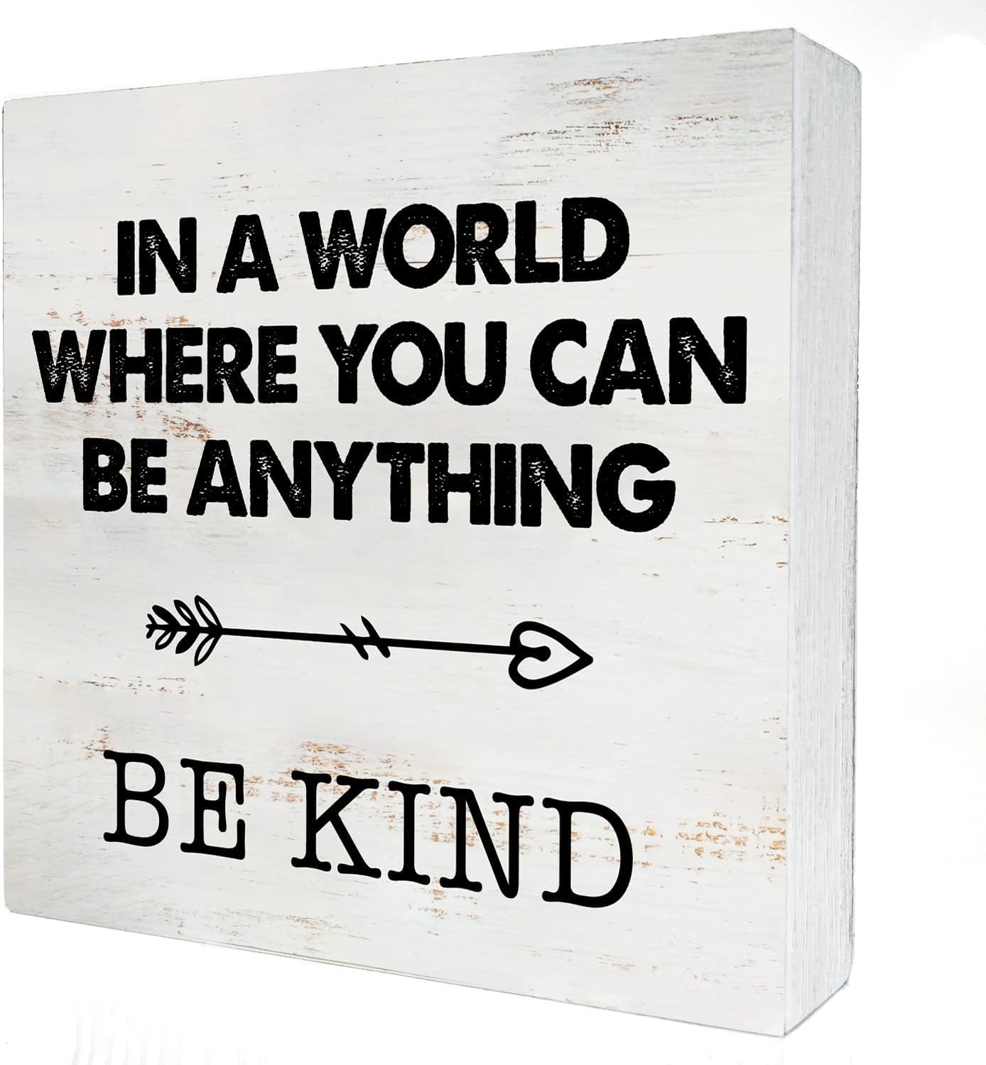 Be Kind Box Sign 5x5 Inch Rustic Wood Tabletop Decor