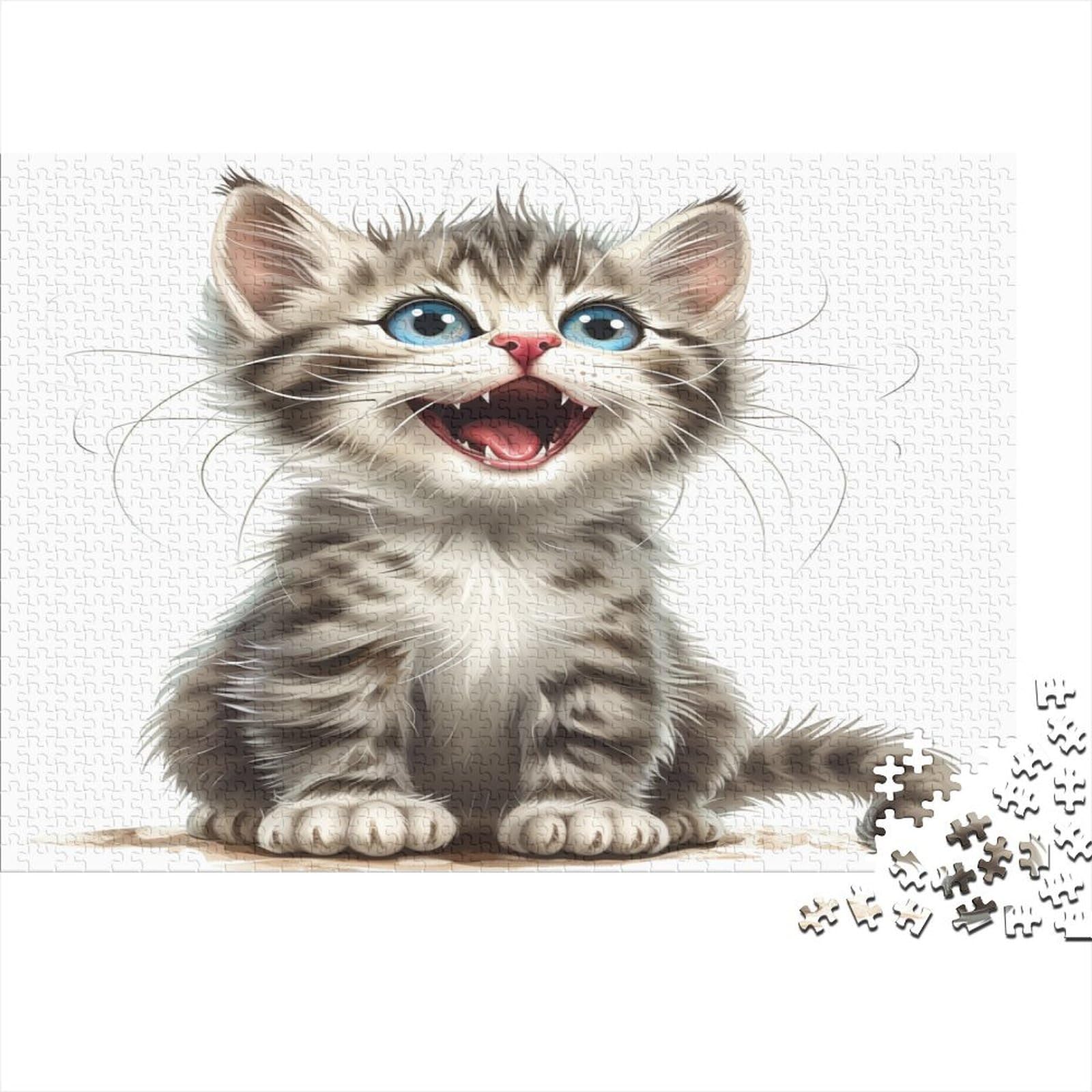 Śliczne łamigłówki z niebieskimi oczami, puzzle 1000 sztuk puzzli dla dorosłych, kolekcja wyzwań, niemożliwe puzzle, wysokiej jakości druk 1000 sztuk (75 x 50 cm)