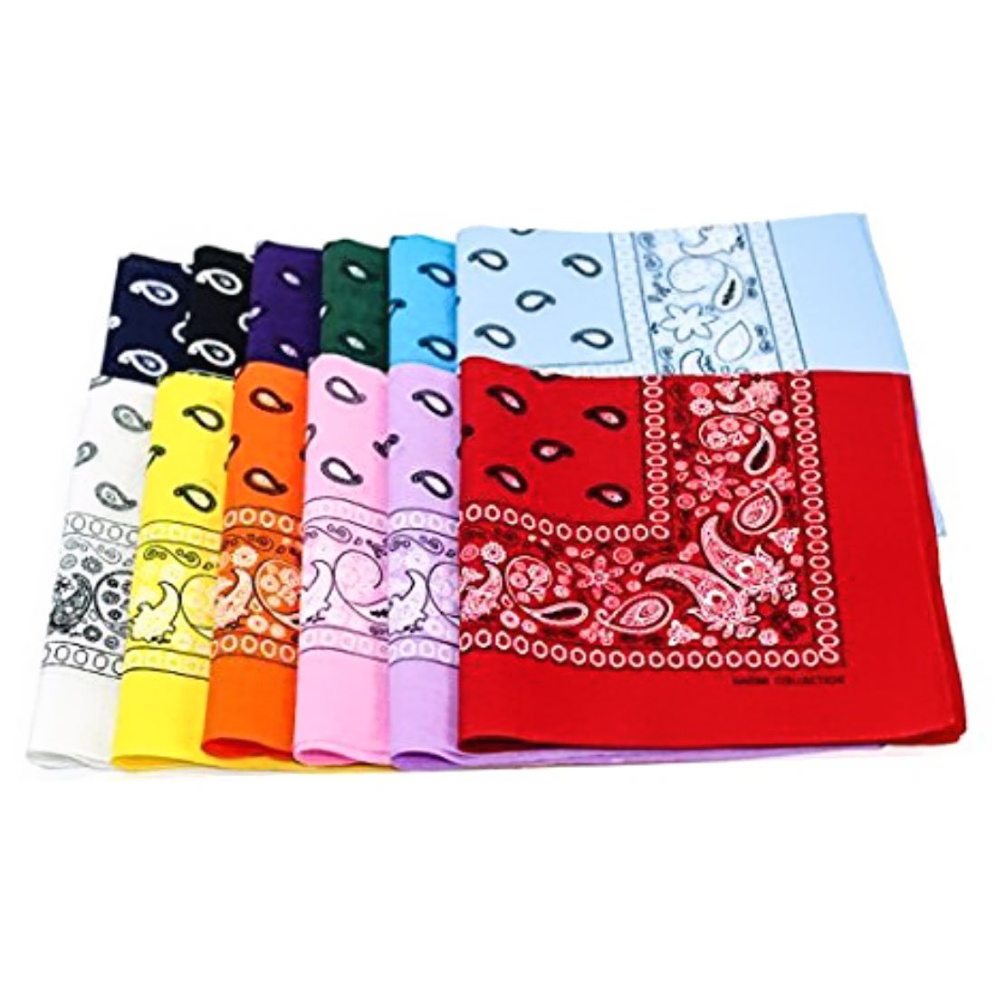 Paisley One Dozen Cowboy Bandanas (12 colors)
