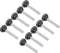 Vista 7 de Perillas de sujeción moleteadas, rosca macho M4 x 0.394 in, cabeza de 0.630 in, pomos de plástico termoestable para tornillo de pulgar negro