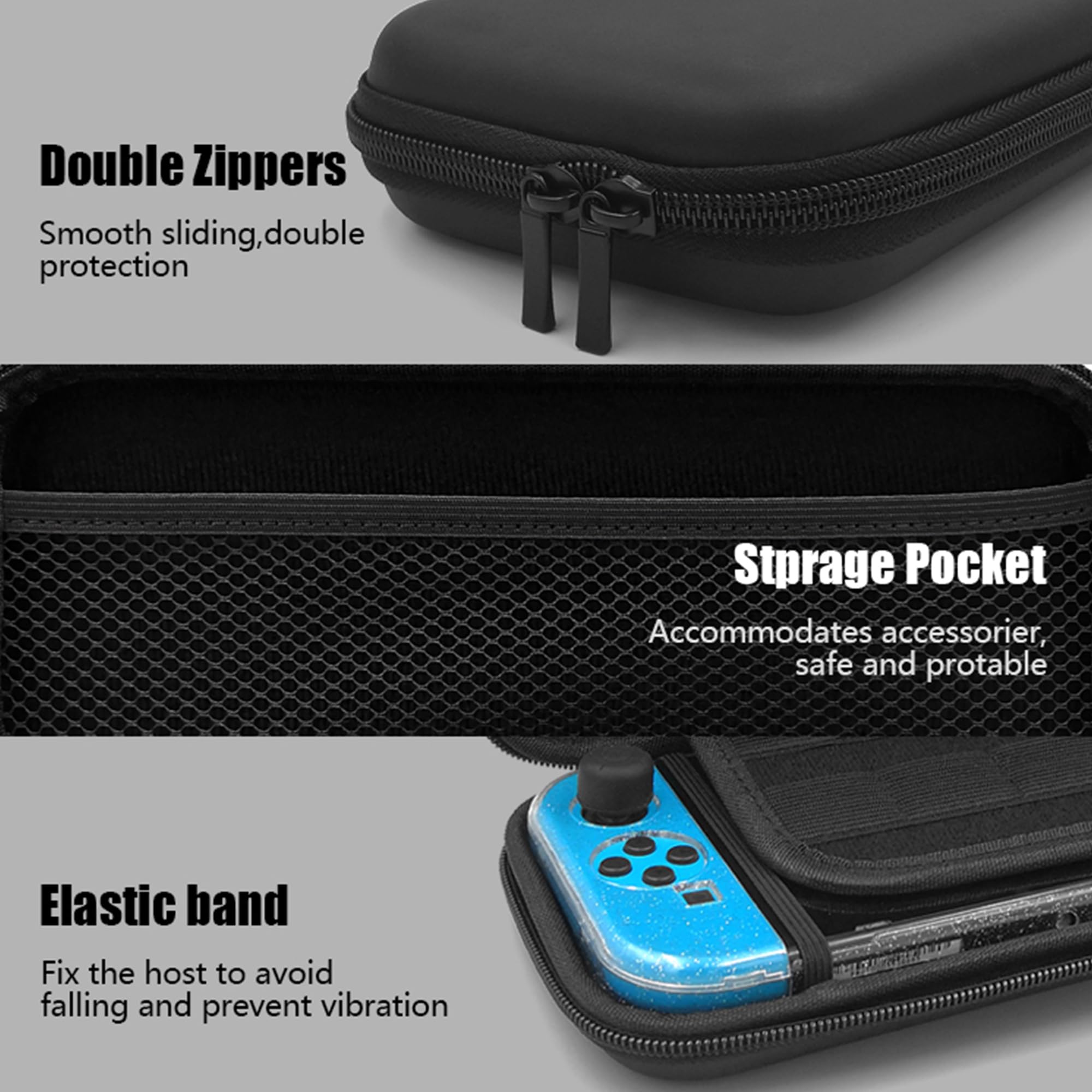 Image secondaire de Coque Rigide Étanche pour Nintendo Switch avec Protection d'Écran en Verre Trempé - Noir