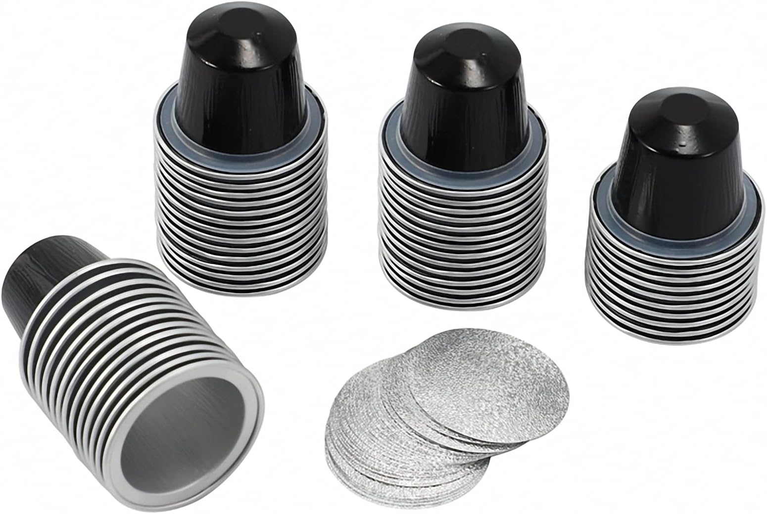 50Sets Refillable Coffee Capsules Cup Disposable Coffee Capsules Packaging Cafe Supplies for Black