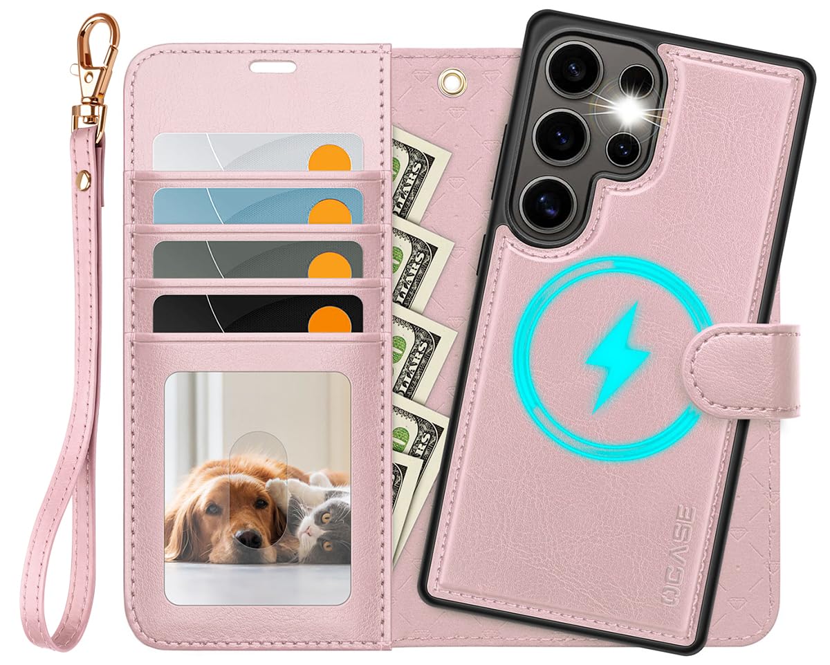 OCASE for Samsung Galaxy S25 Ultra Detachable Wallet Case with Card Holder, [2 in 1] PU Leather Flip Folio Case with RFID Blocking Stand Wrist Strap