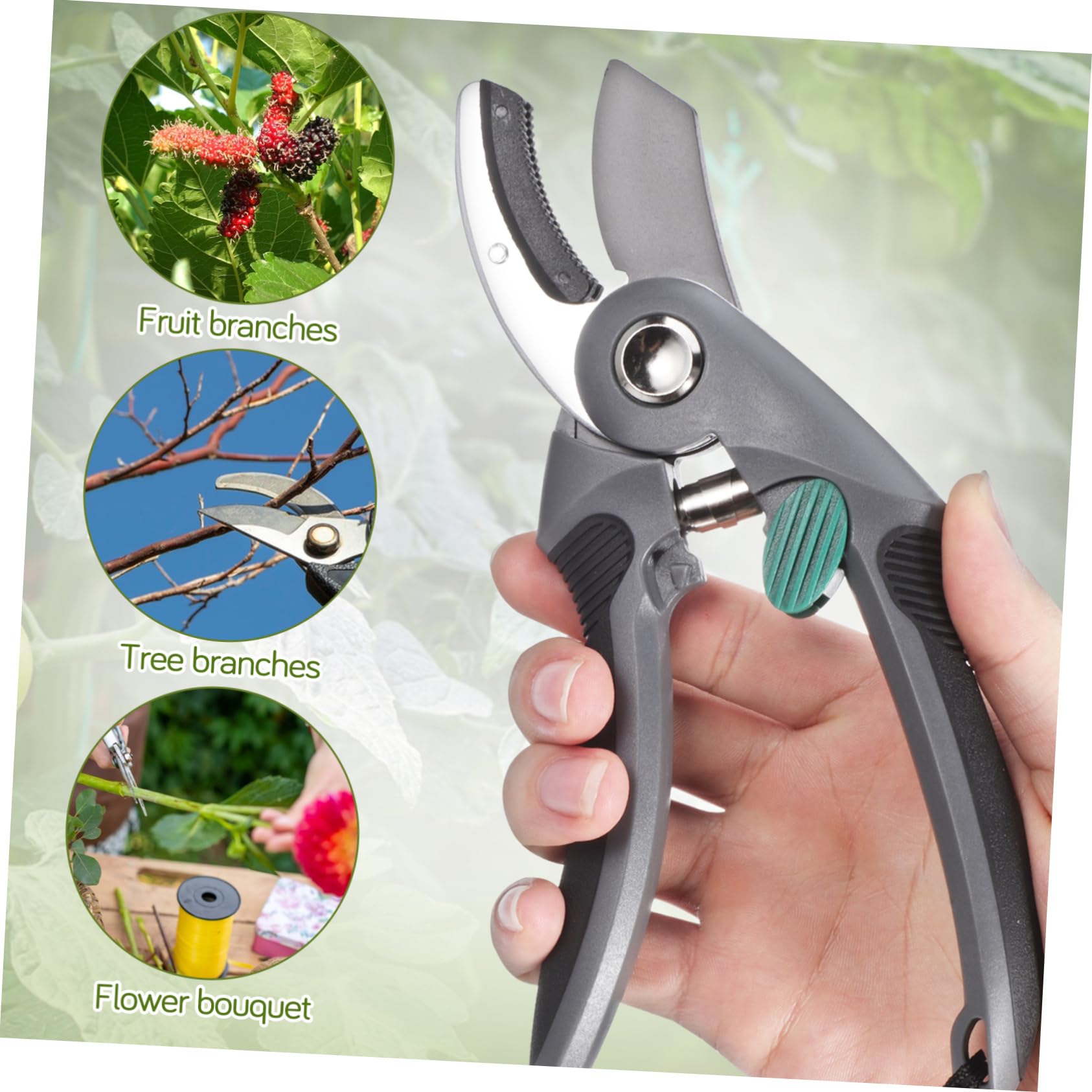 Forbici da Potatura per Alberi Impugnatura Ergonomica Taglienti in Acciaio Blocco di Sicurezza e Molla per Uso Efficiente in Giardino e Agricoltura