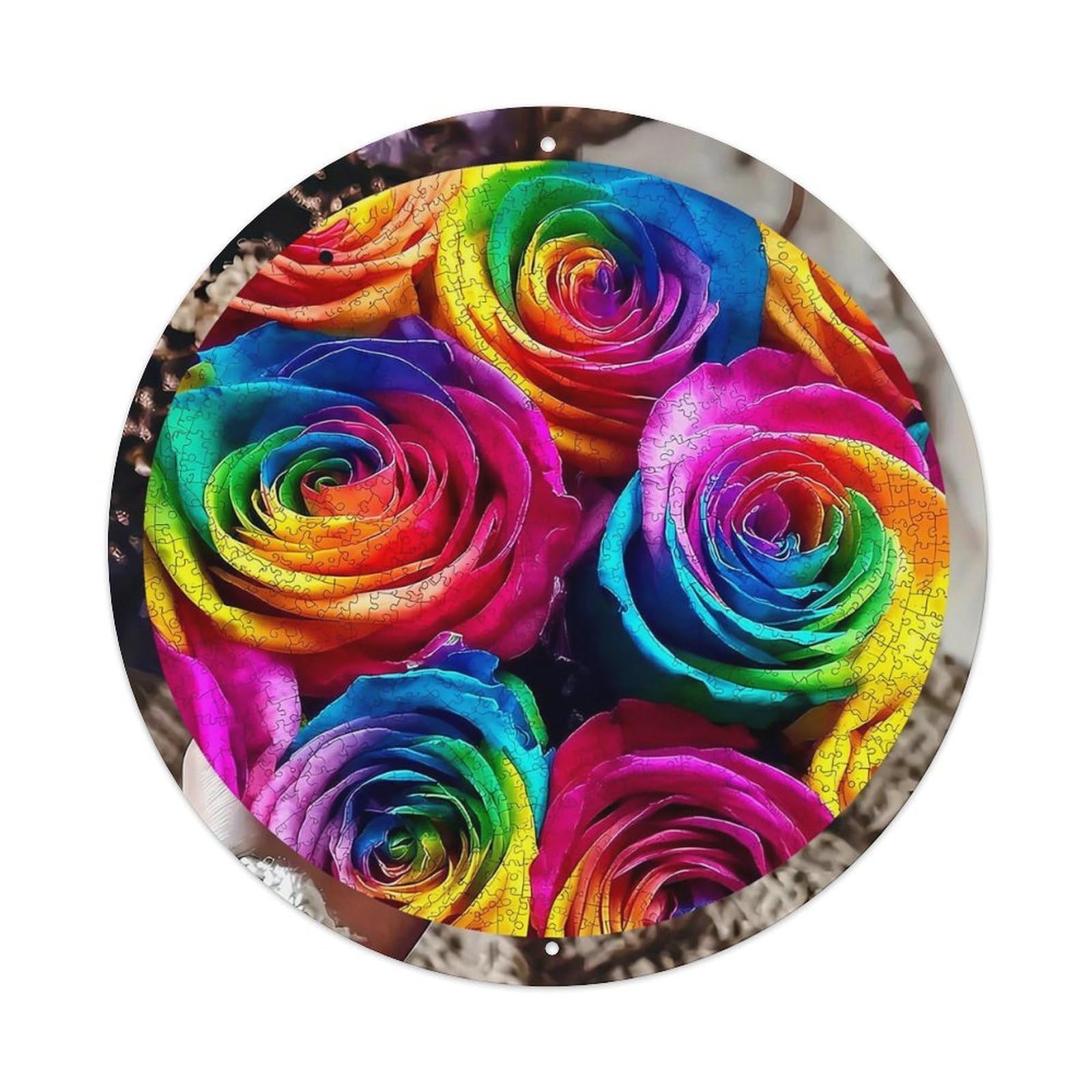 Rainbow Rose Flower Pattern Print Retro Metal Tin Sign, Vintage Metal Poster for home, Gaming Room, Studio Workshop,Bar,Garage Wall Art Decor 8x8 inch