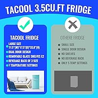 Vista 5 de Small Refrigerator with Freezer Double Door Mini Fridge Adjustable Glass Shelves, Detachable Handle,7 Level Temperature Control Fridge for Dorm