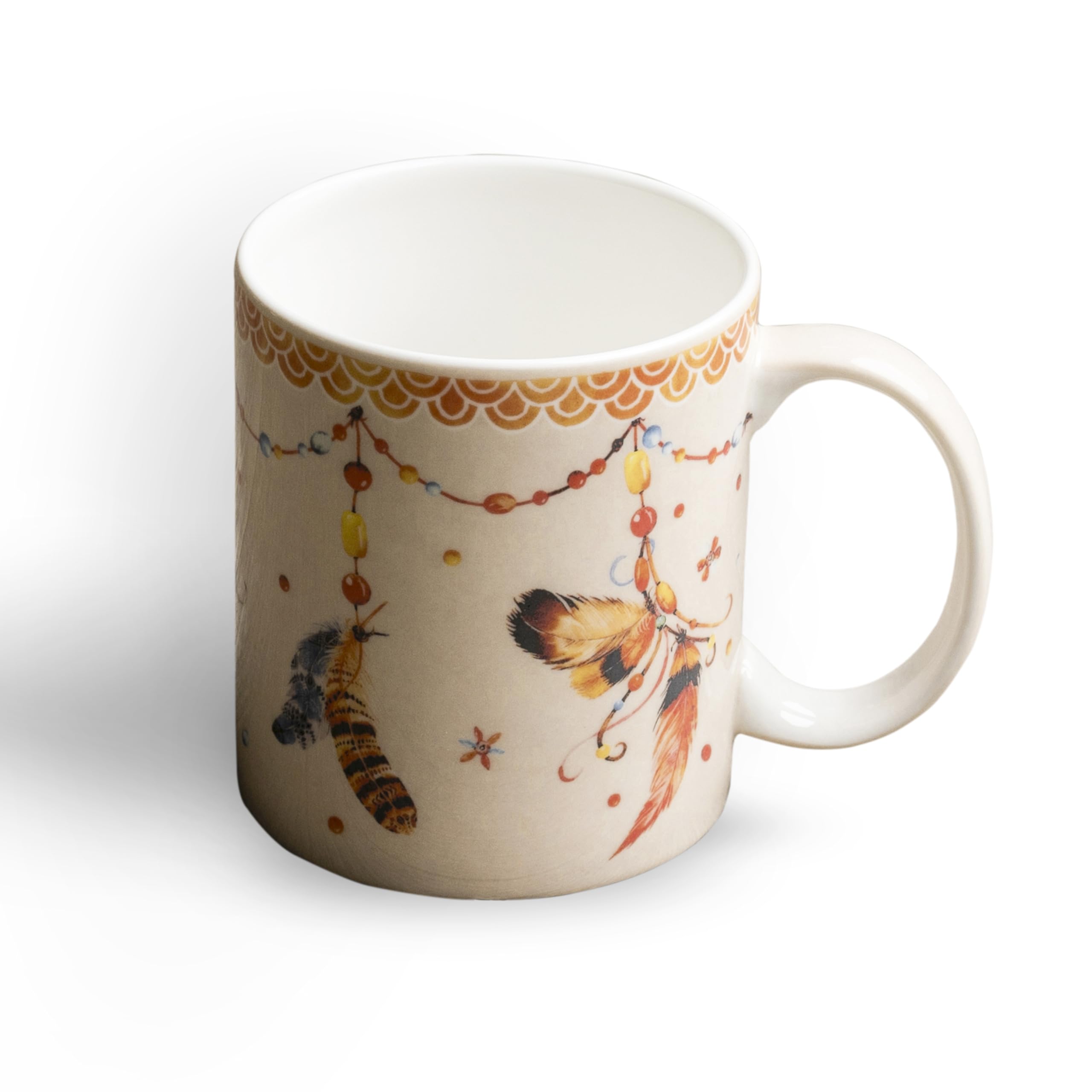 Maison d' HermineIbiza - Beige Fine Bone China Coffee Mug with Handles for Hot Beverages - Coffee Cappuccino Latte| Cocoa Tea Perfect for Home Gifts (Rose, 15 Ounce)