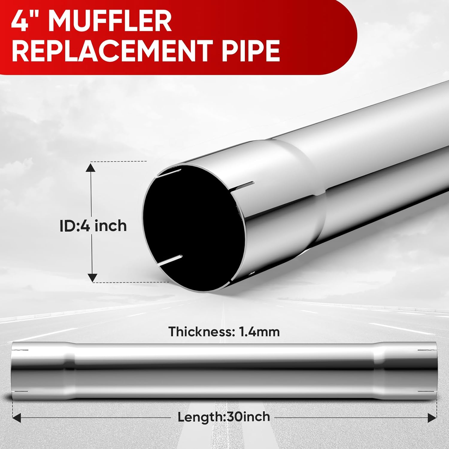 5" Muffler Replacement Pipe,Stainless Steel 30" Length,5" Straight exhaust pipe