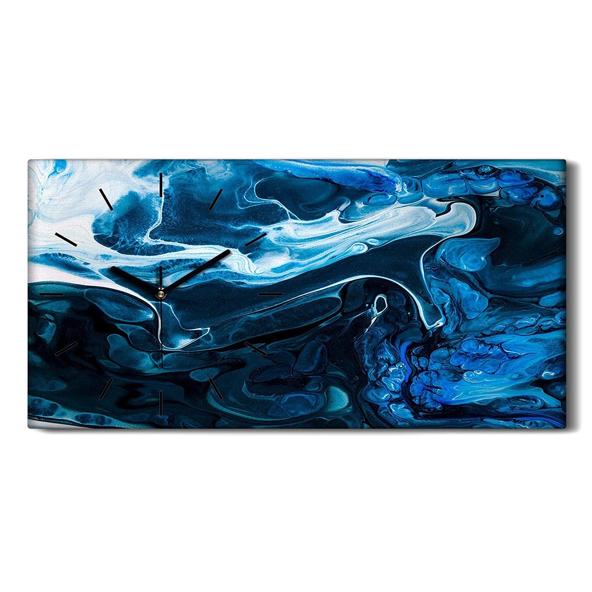 Horloge sur toile 60x30cm décor mural abstrait avec aiguilles noires