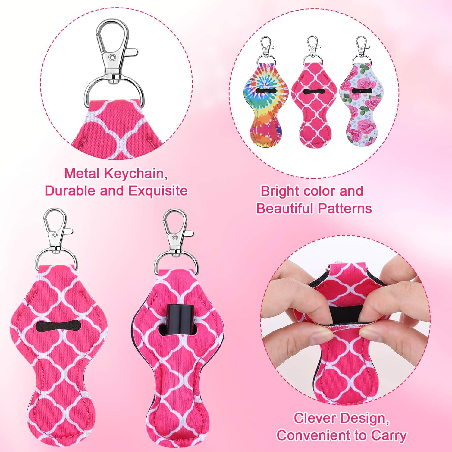Caffox Chapstick Holder Keychain, 30Pcs Lip Balm Holder with Clip, Chapstick Lipstick Lipgloss Holder Bulk for Lanyards, Keychain - Image 6