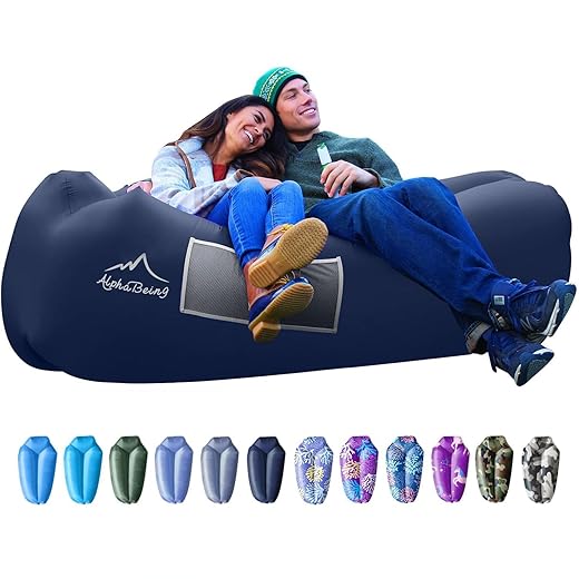 AlphaBeing Inflatable Lounger - Best Air Lounger Sofa for Camping, Hiking - Ideal Inflatable Couch for Pool and Festivals - Perfect Inflatable Beach Chair for Adults